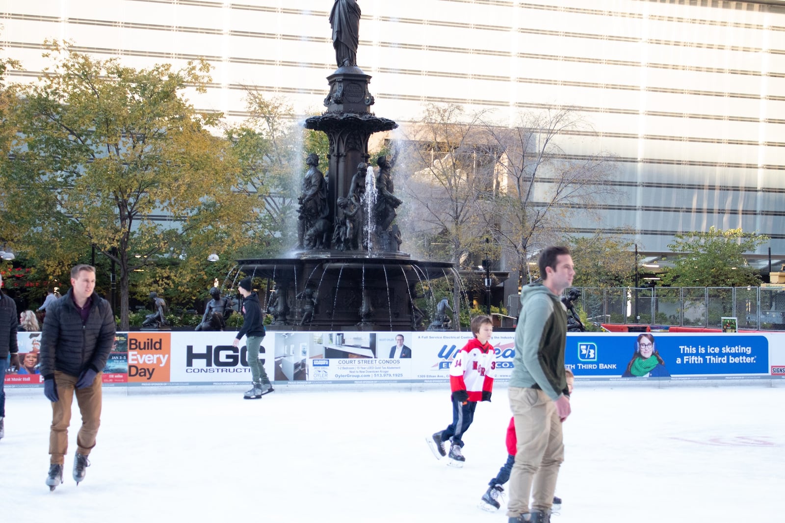 Fountain Square ice skating rink in downtown Cincinnati.