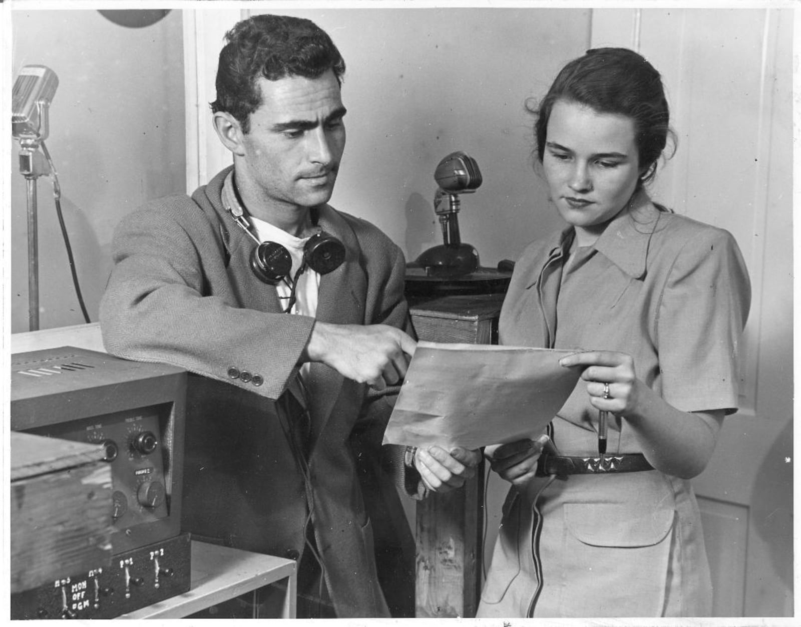 Rod and Carol Serling at work at the student run radio station, WABS, at Antioch College in 1949. An Ohio Historical Marker will be dedicated at Antioch in 2025 in Serling's honor.