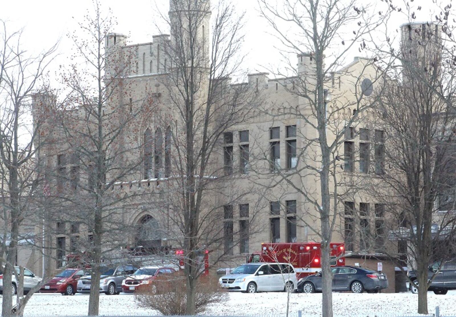 Medics from around Champaign County respond to Urbana High School for carbon monoxide poisoning Friday morning, Jan. 6, 2017. JEFF GUERINI/STAFF