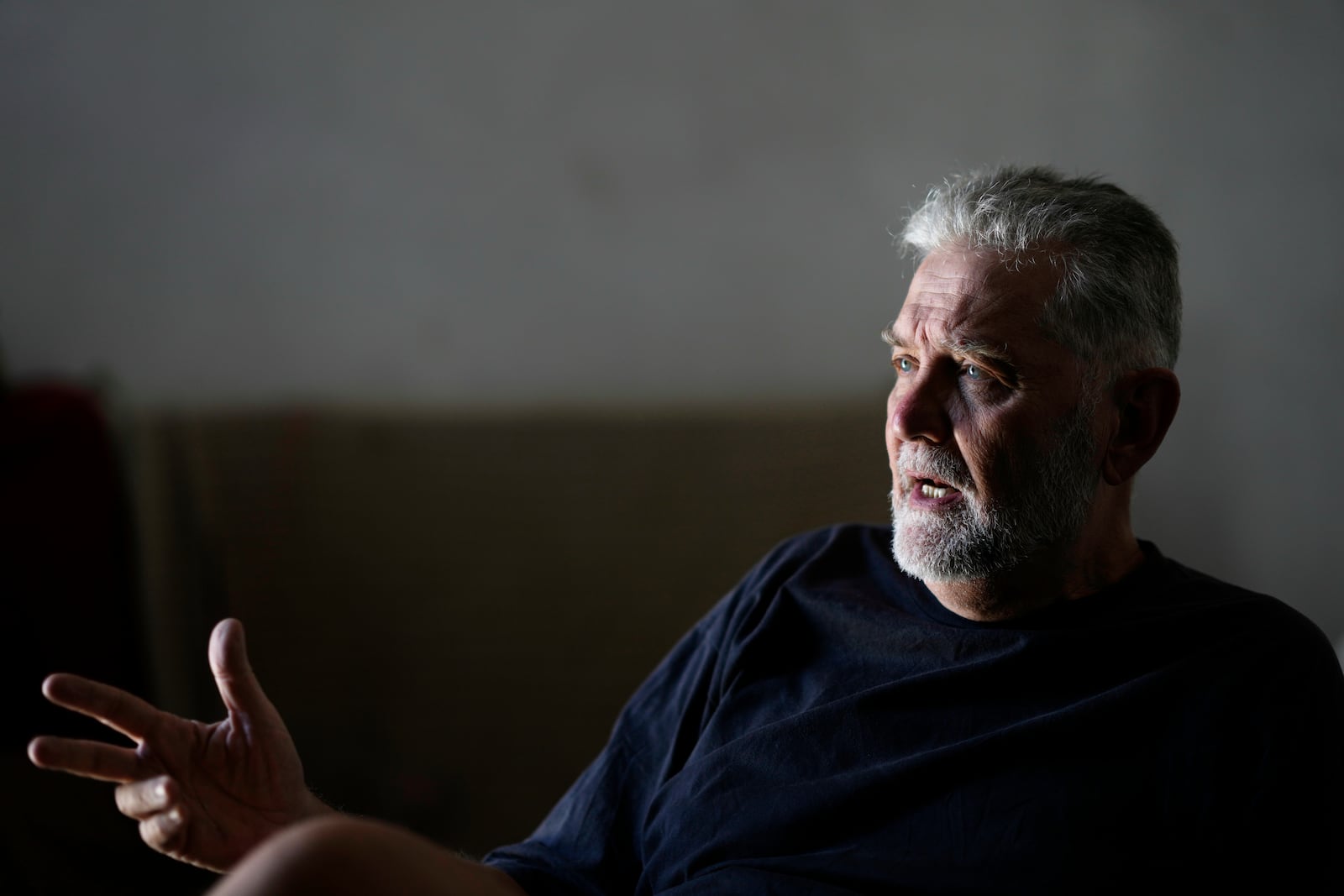 Federico Tatter, whose father was detained and disappeared in Argentina in 1976 during Paraguay's Stroessner dictatorship, gives an interview at his home in Asuncion, Paraguay, Tuesday, Oct. 29, 2024. (AP Photo/Jorge Saenz)