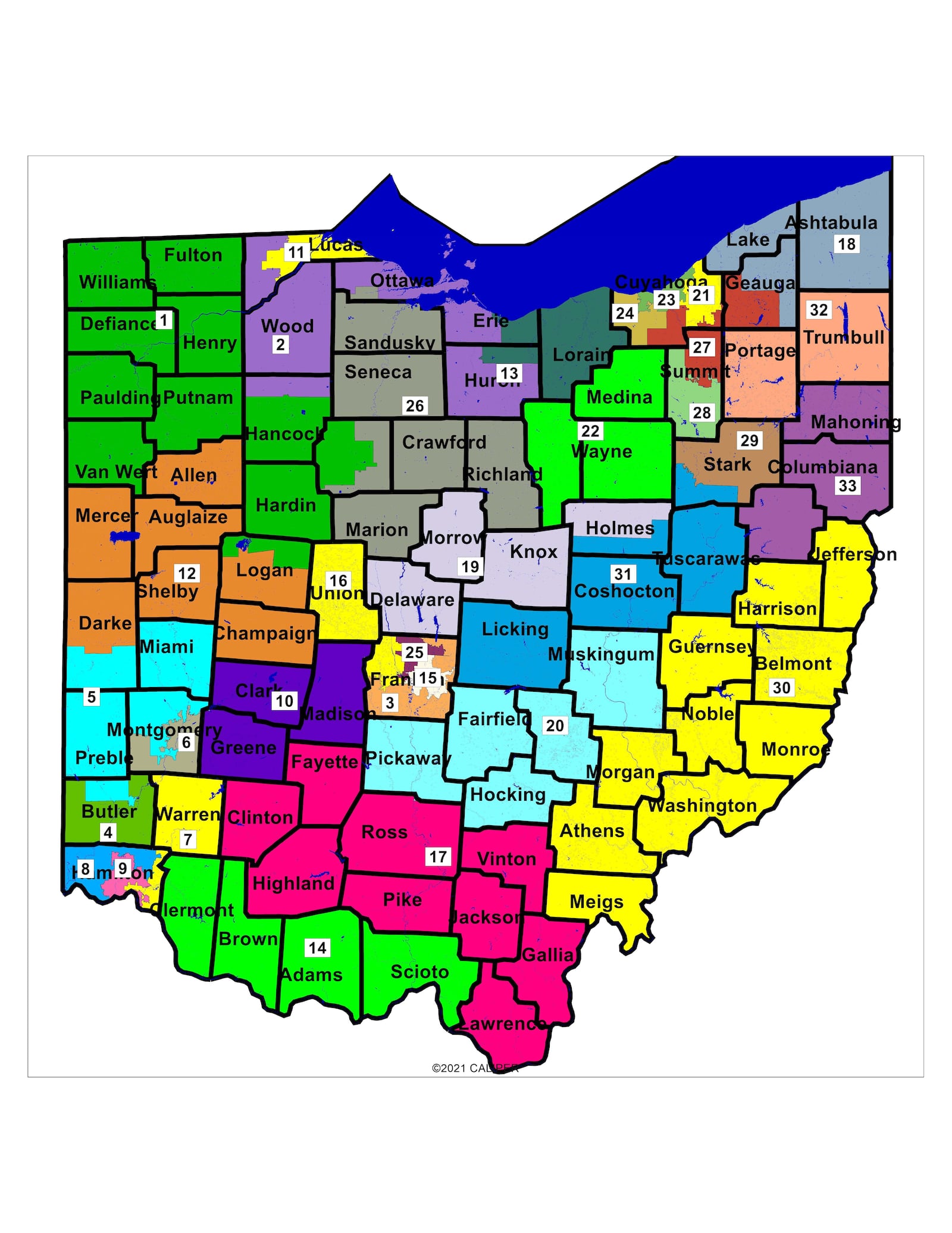 New Ohio Senate district map