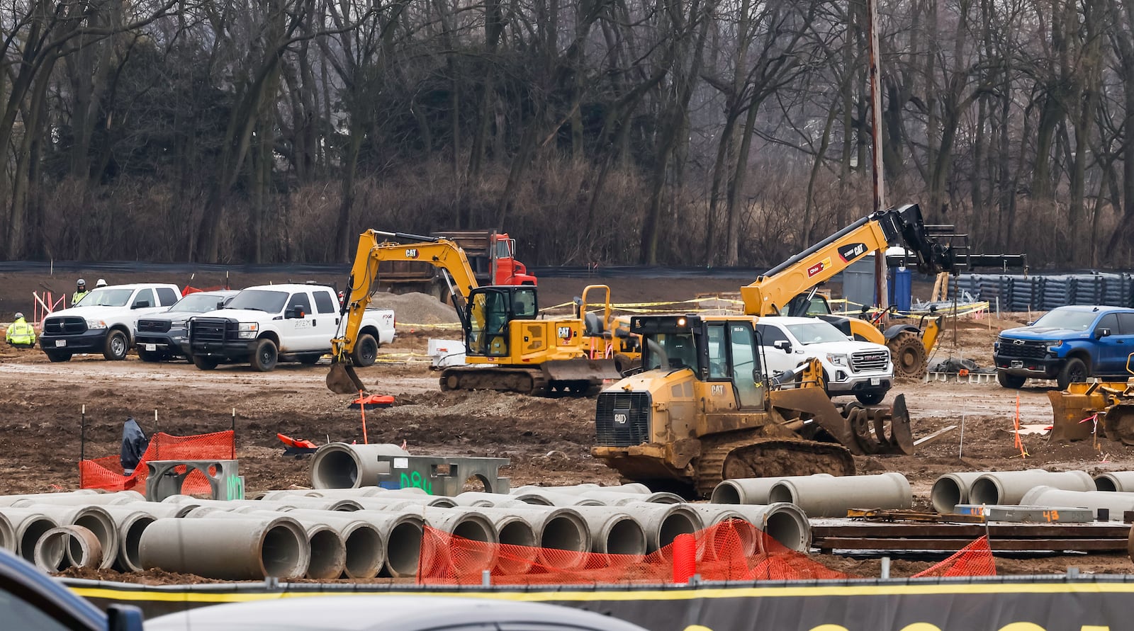 Construction continues on Ohio's first Buc-ee's Thursday, Feb. 6, 2025 in Huber Heights. The 74,000-square-foot building will be located on the northeast corner of Interstate 70 and Ohio 235 interchange. NICK GRAHAM/STAFF