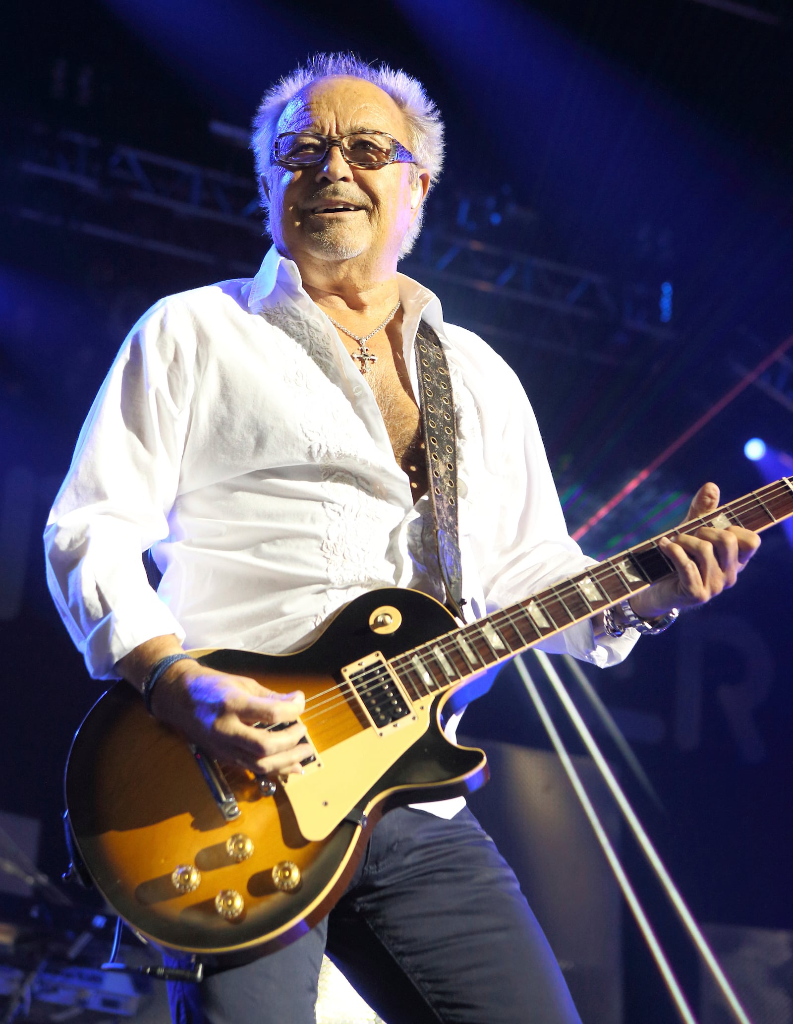 FILE - Mick Jones of the band Foreigner performs in concert during the "Soundtrack of Summer Tour 2014" in Camden, N.J., on July 3, 2014. (Photo by Owen Sweeney/Invision/AP, File)