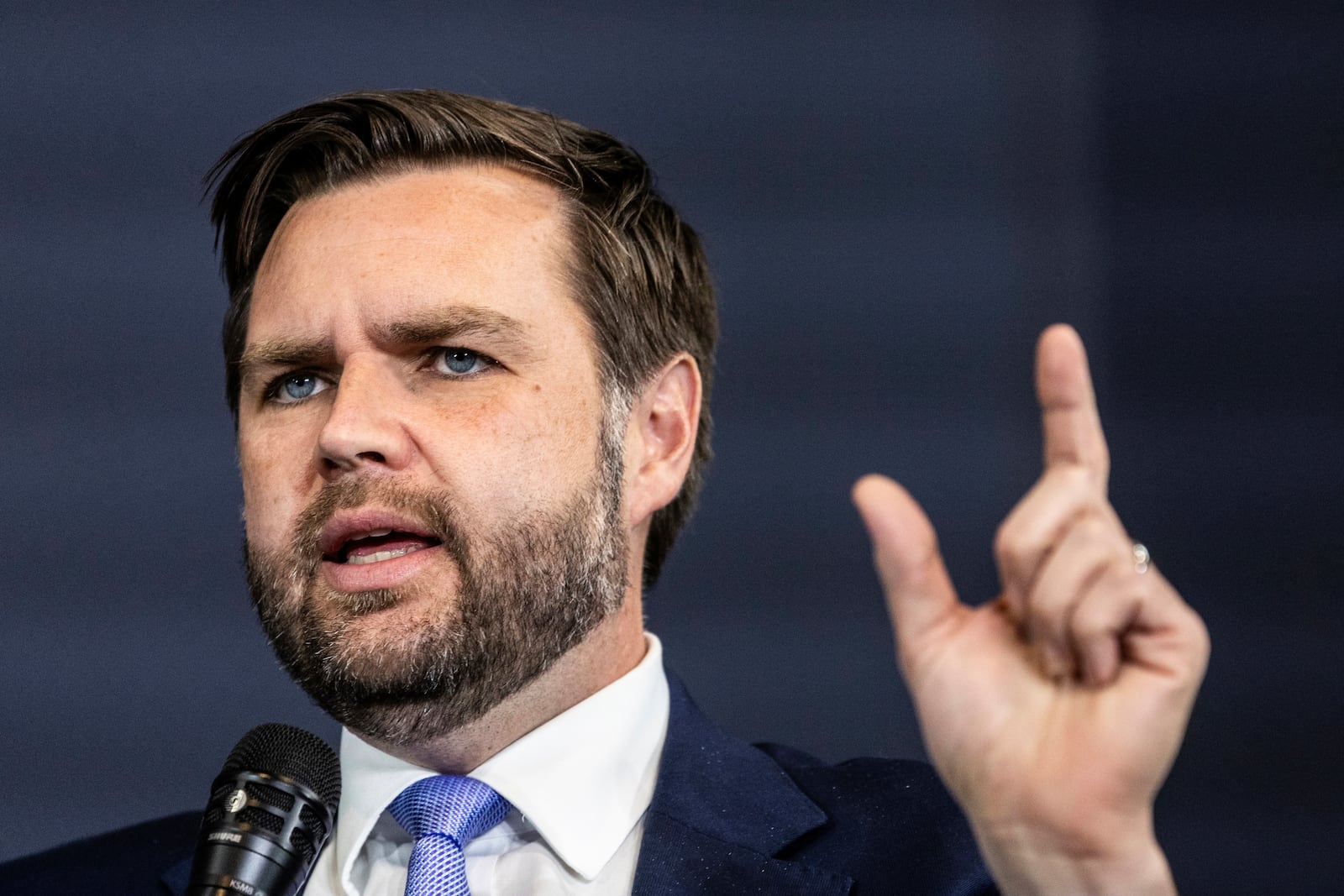 Republican vice presidential nominee Sen. JD Vance, R-Ohio, speaks during a town hall at Rock Church in Harrisburg, Pa., Saturday, Oct. 26, 2024. (Sean Simmers/The Patriot-News via AP)