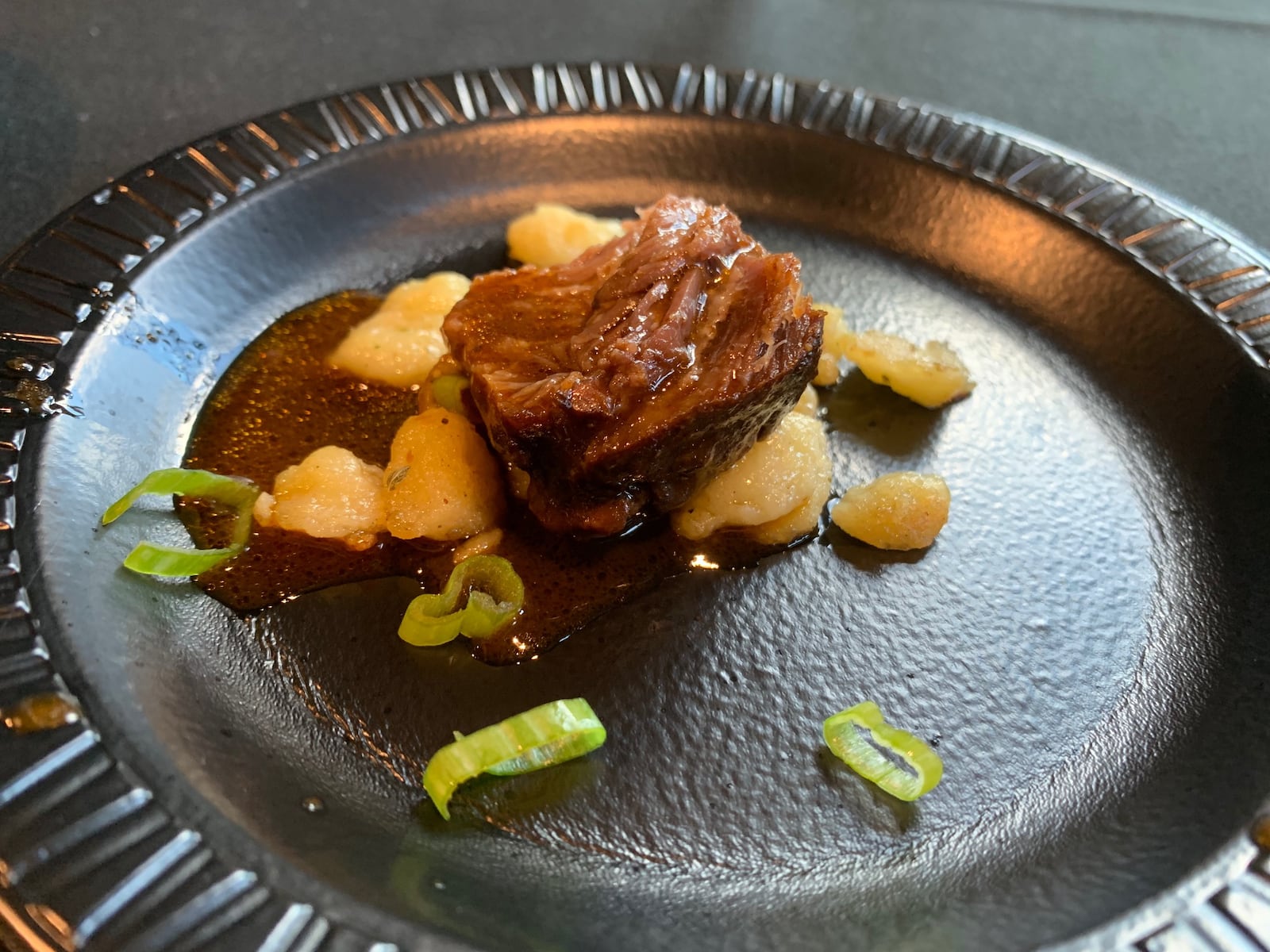 Carillon Brewing Company Shortrib with homemade spittle.  ALEXIS LARSEN/