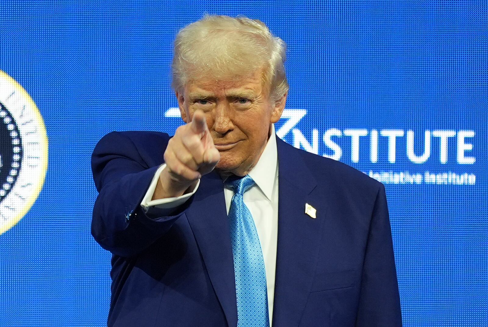 President Donald Trump arrives to speak at the Future Investment Initiative (FII) Institute summit in Miami Beach, Fla., Wednesday, Feb. 19, 2025. (AP Photo/Rebecca Blackwell)