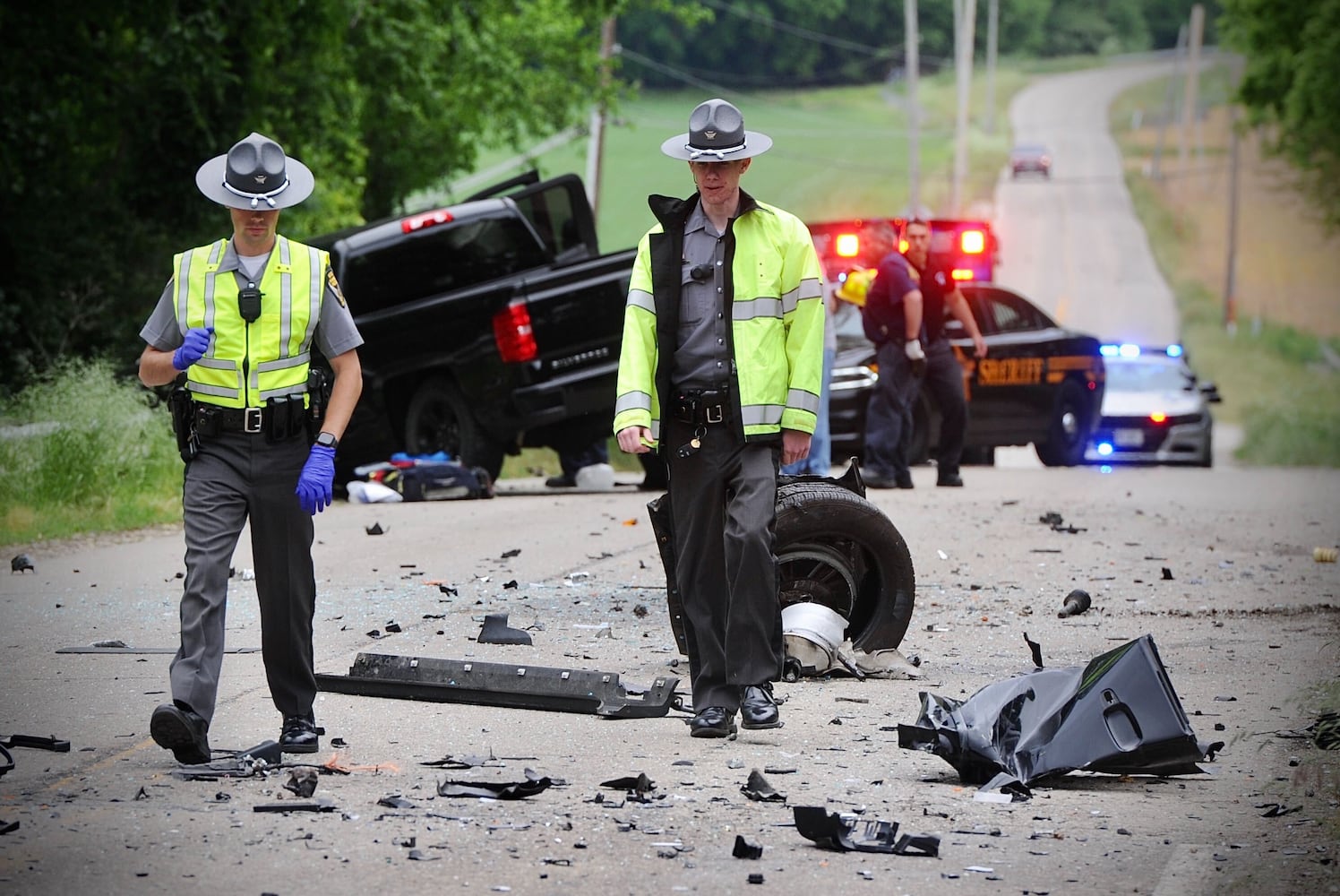 PHOTOS: Head-on crash sends two to hospital in Clark County