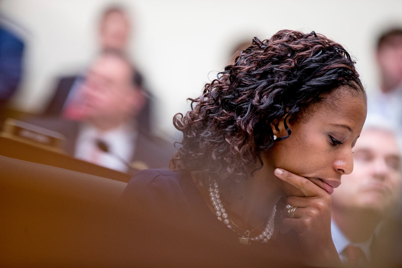 FILE - Rep. Mia Love, R-Utah, is seen before a House Financial Services committee hearing on the annual report of the Financial Stability Oversight Council on Capitol Hill in Washington, June 17, 2015. (AP Photo/Andrew Harnik, File)