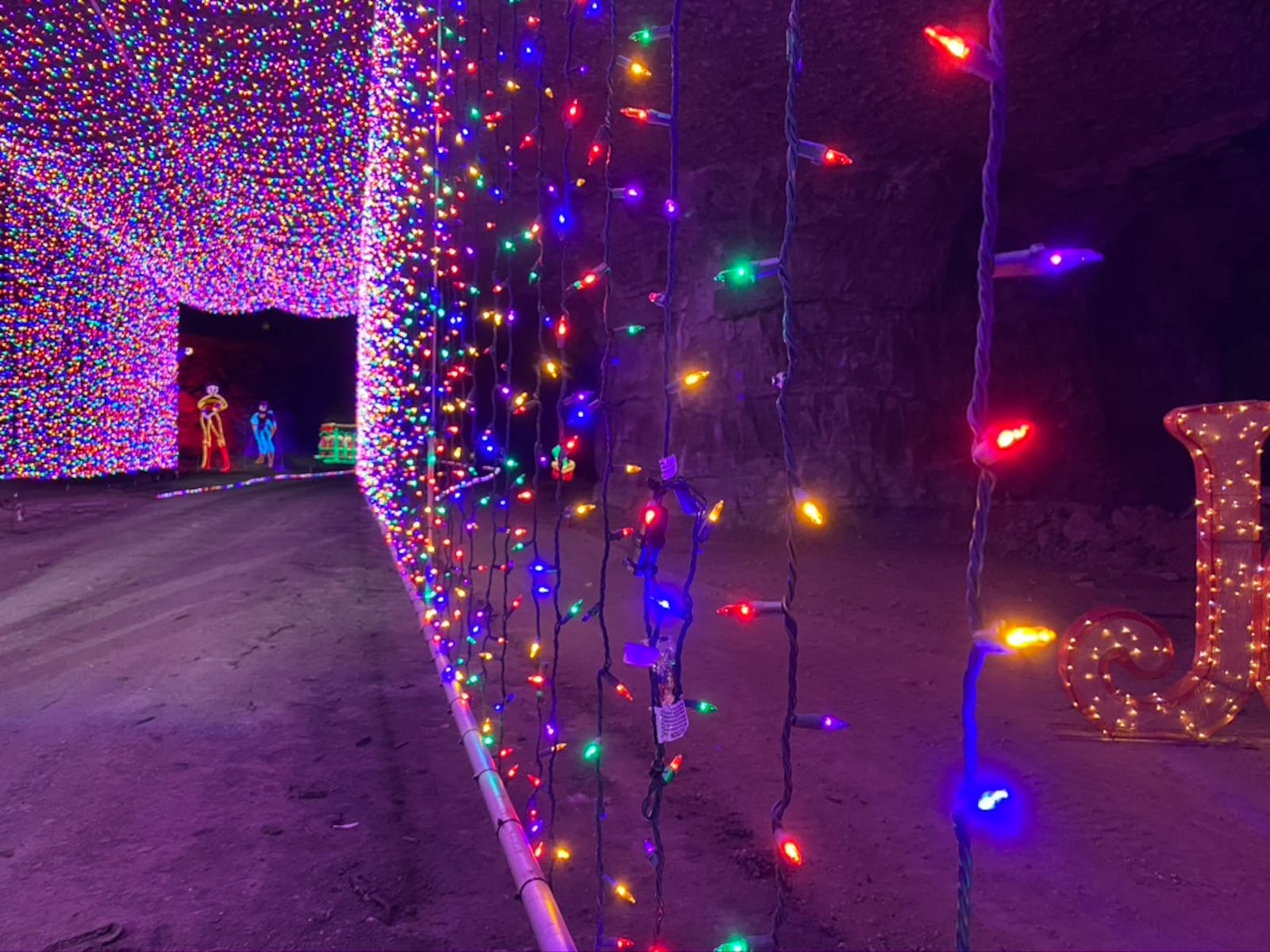 Lights Under Louisville is now open at Louisville Mega Cavern through Jan. 3, 2021. The 30-minute drive will take visitors through underground passageways lined with 40 themed displays, mapping projections, 850 lit characters and five million lights.  LOUISVILLE MEGA CAVERN