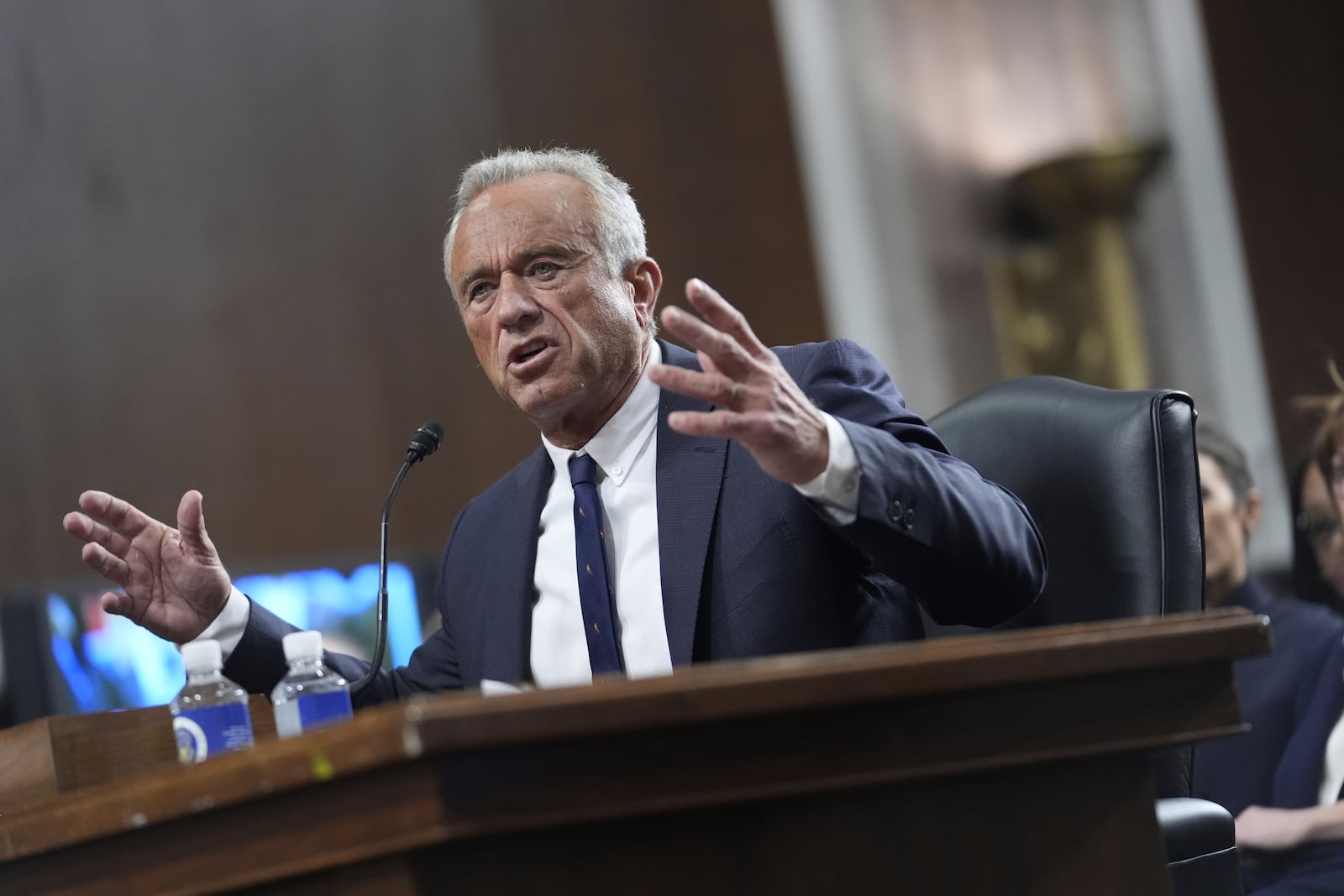 Robert F. Kennedy Jr., President Donald Trump's choice to be Secretary of Health and Human Services, appears before the Senate Finance Committee for his confirmation hearing at the Capitol in Washington, Wednesday, Jan. 29, 2025. (AP Photo/J. Scott Applewhite)