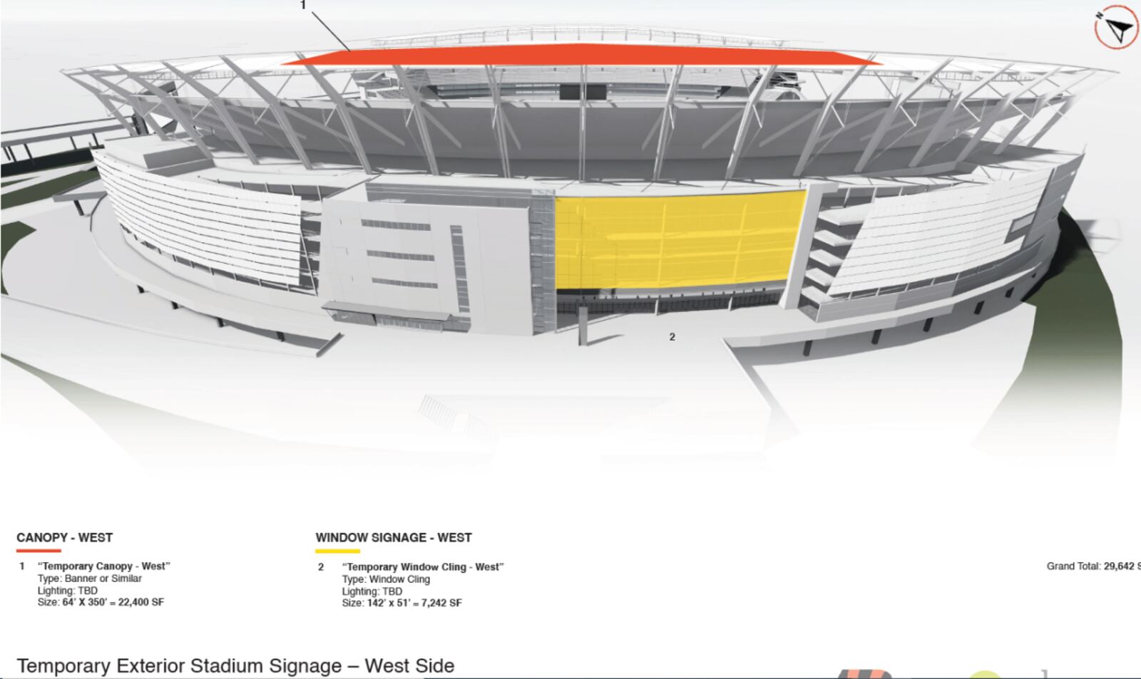 Location of temporary signage on the west side of Paycor Stadium. CONTRIBUTED/CINCINNATI BENGALS