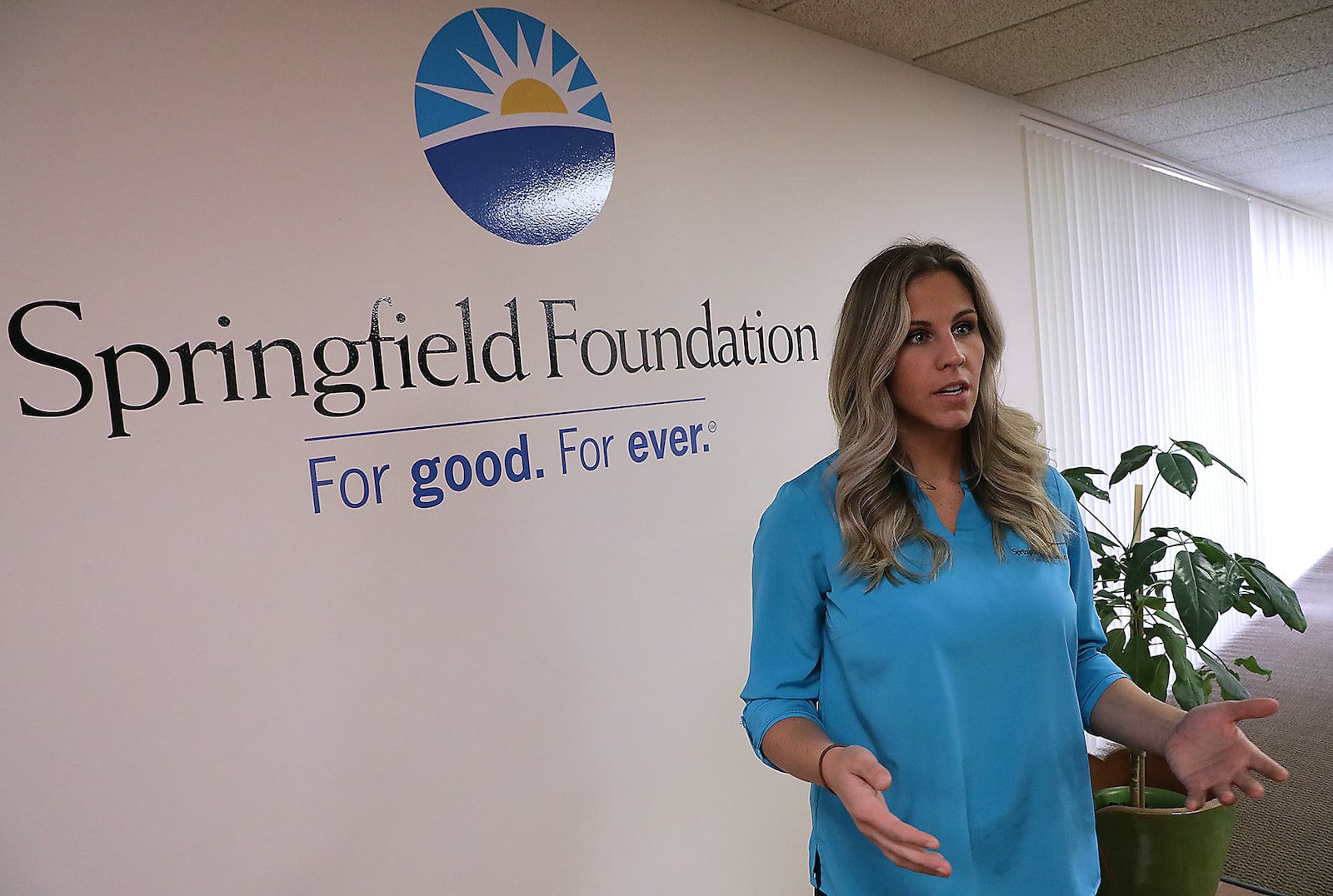 Victoria Richards talks about why the Springfield Foundation created an endowment fund for long-term solutions in response to south side Kroger closure. BILL LACKEY/STAFF