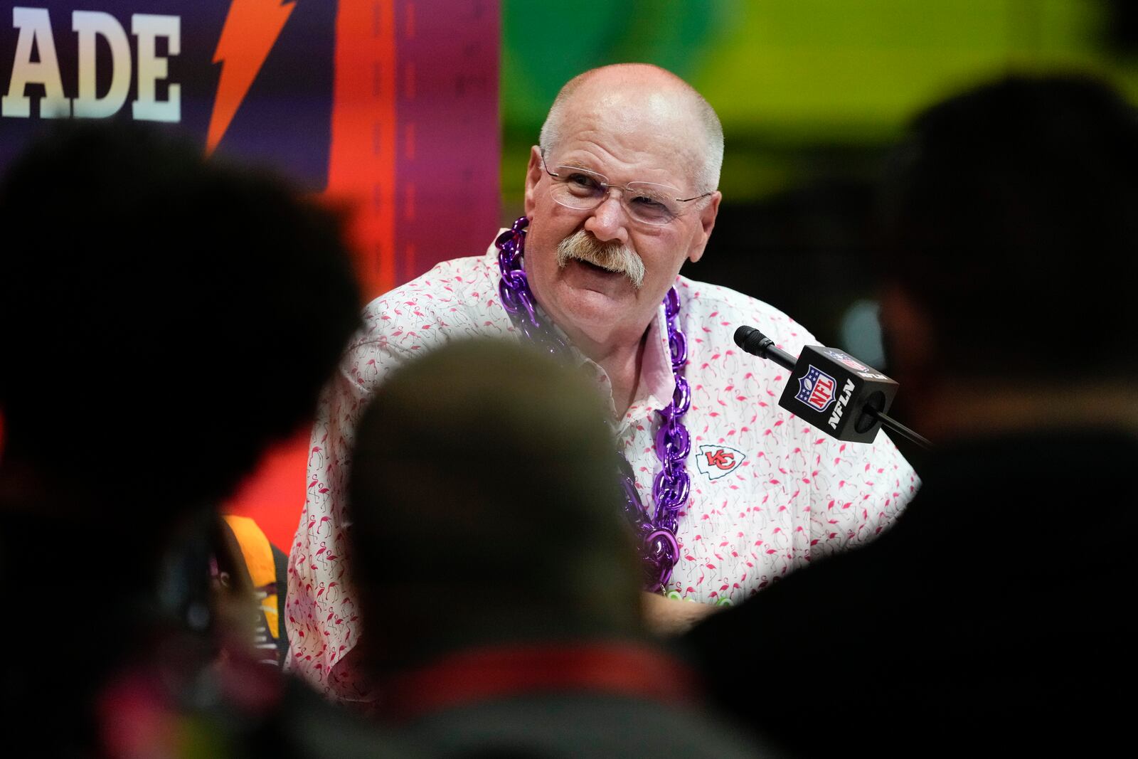 Kansas City Chiefs head coach Andy Reid participates during Super Bowl 59 Opening Night, Monday, Feb. 3, 2025, in New Orleans, ahead of the NFL football game between the Philadelphia Eagles and the Kansas City Chiefs Sunday. (AP Photo/Matt York)