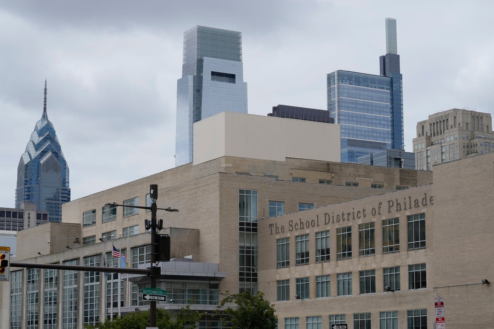 FILE - The School District of Philadelphia headquarters are shown in Philadelphia, Tuesday, July 23, 2024. (AP Photo/Matt Rourke, File)