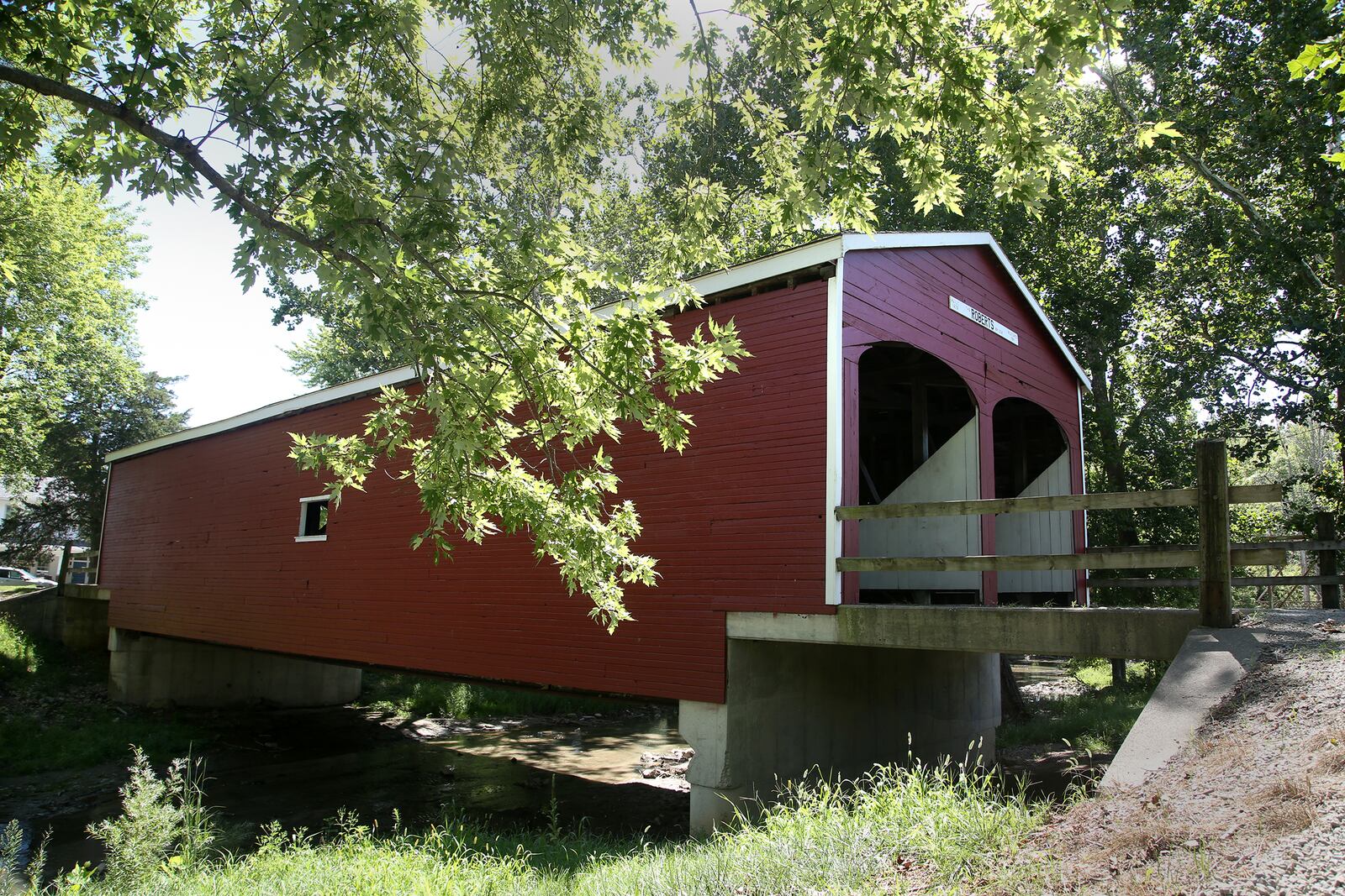 Roberts Bridge, one of eight covered bridges in Preble County, is the oldest existing covered bridge in Ohio, and the second oldest in the nation. It is located in Beech Street in Eaton. LISA POWELL / STAFF