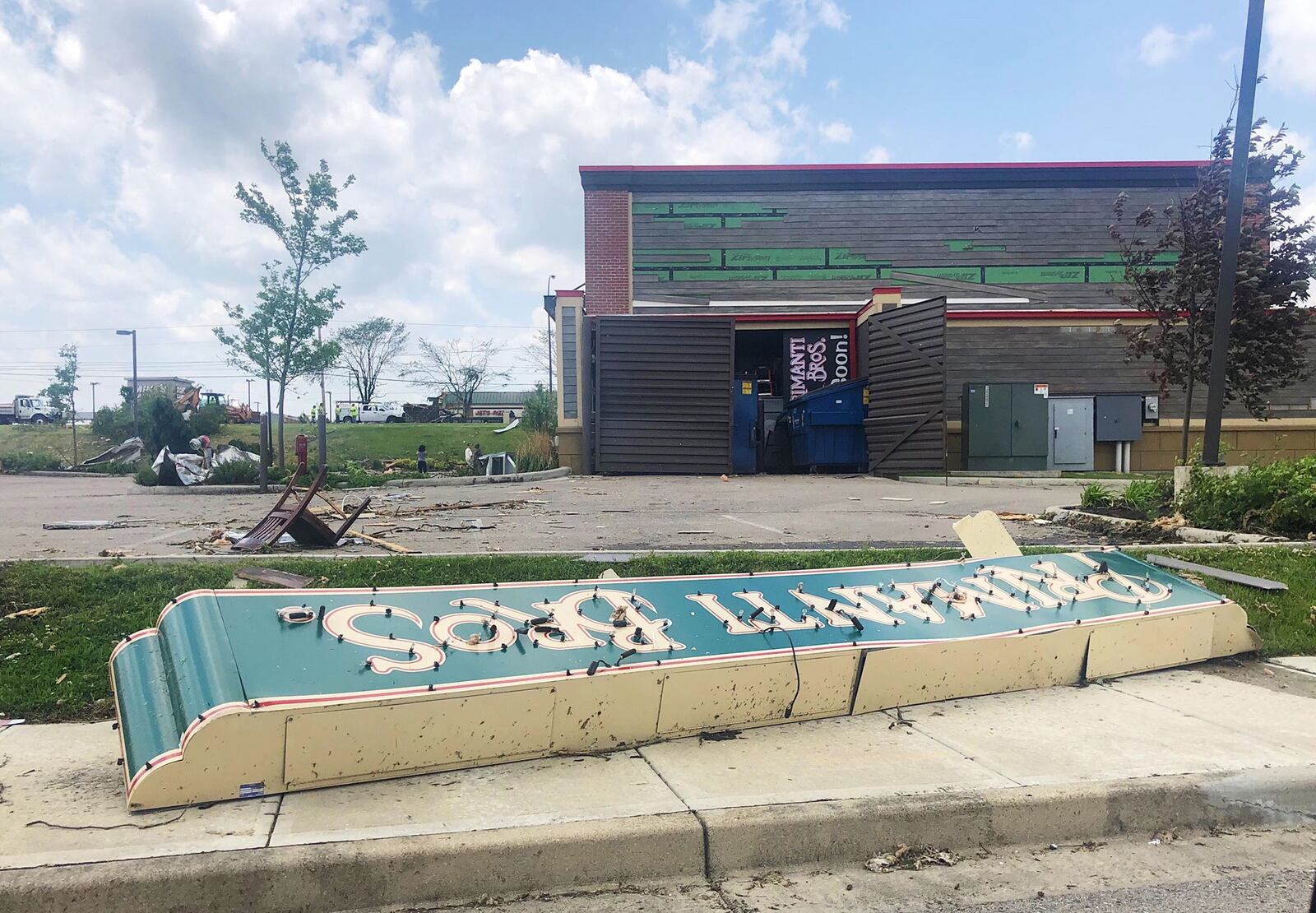 The Primanti Bros. restaurant on North Fairfield Road in Beavercreek was damaged in Monday night's tornado.