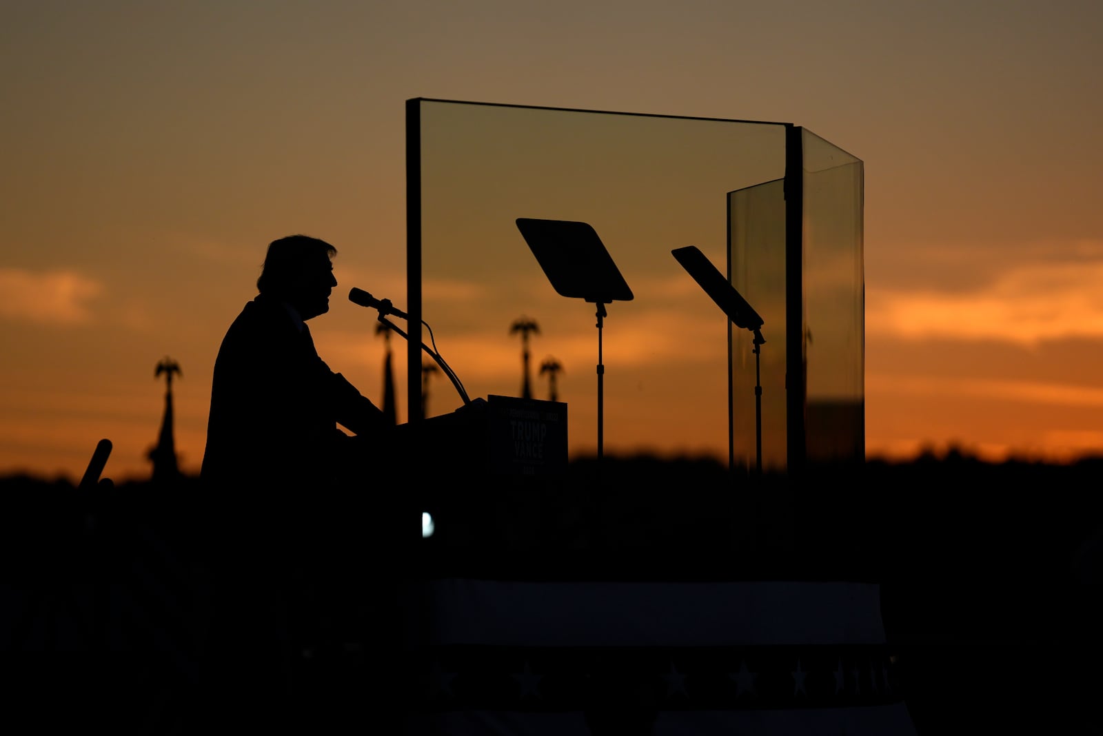 Republican presidential nominee former President Donald Trump speaks during a campaign rally at Arnold Palmer Regional Airport, Saturday, Oct. 19, 2024, in Latrobe, Pa. (AP Photo/Evan Vucci)