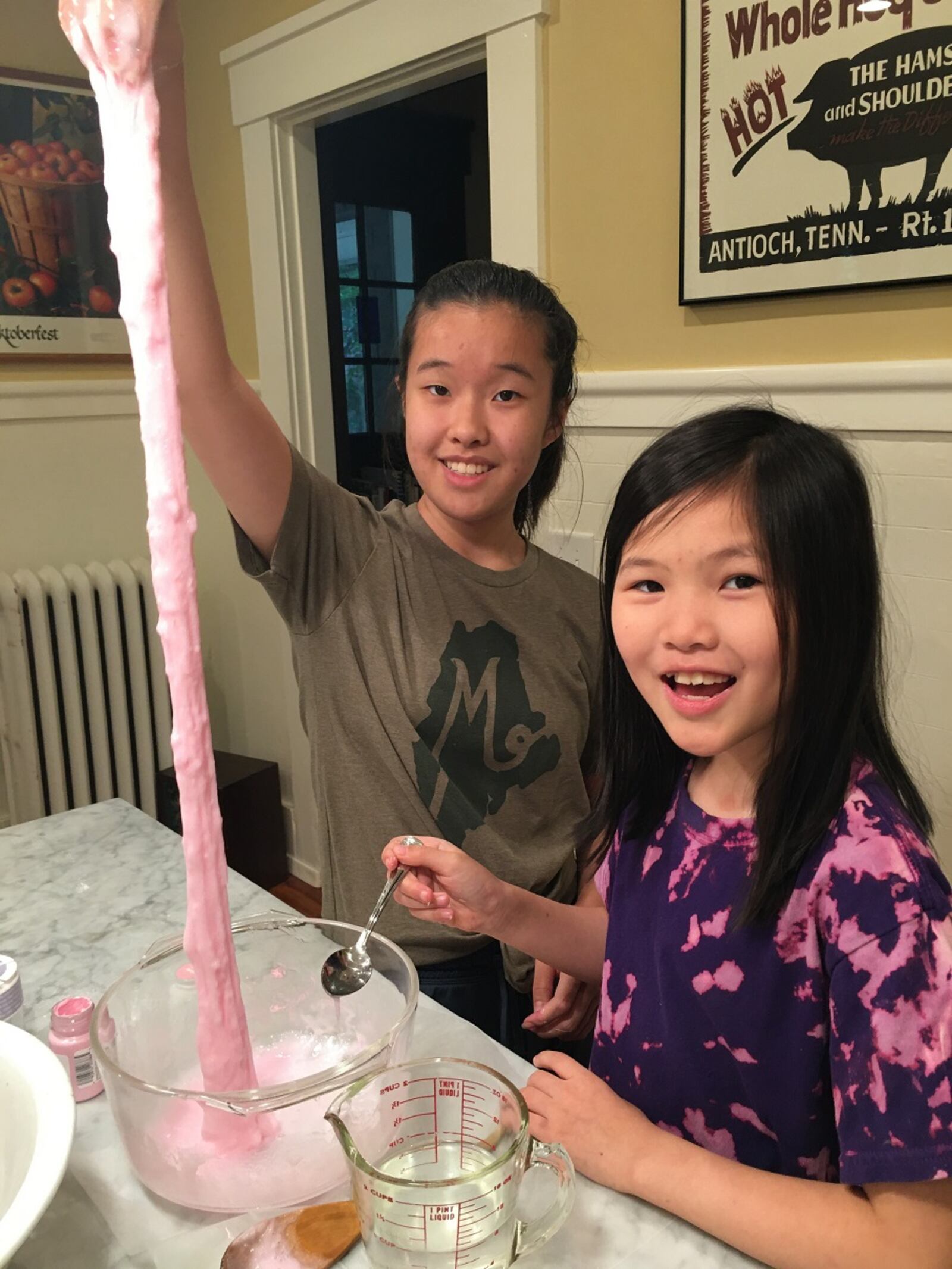 Lila and Ruthie enjoy doing crafts and other fun activities, like making slime, while spending time at their grandparents' house. CONTRIBUTED