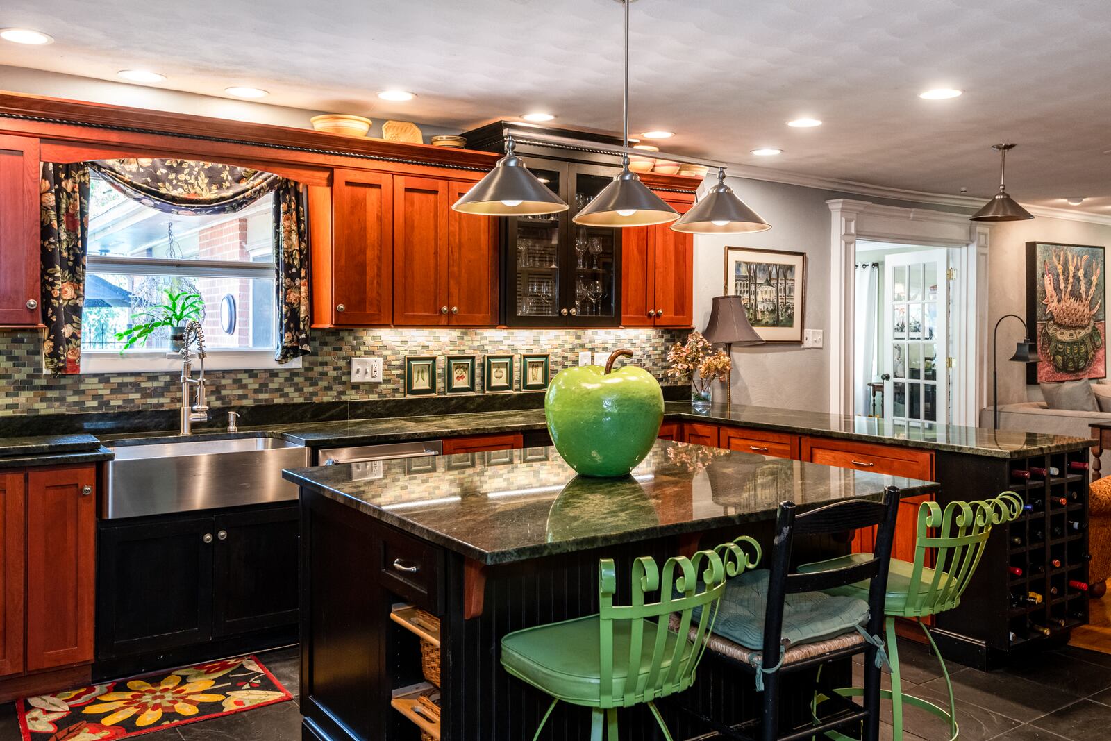 The kitchen, where Dona enjoys making pasta, is central to the home.  Contributed