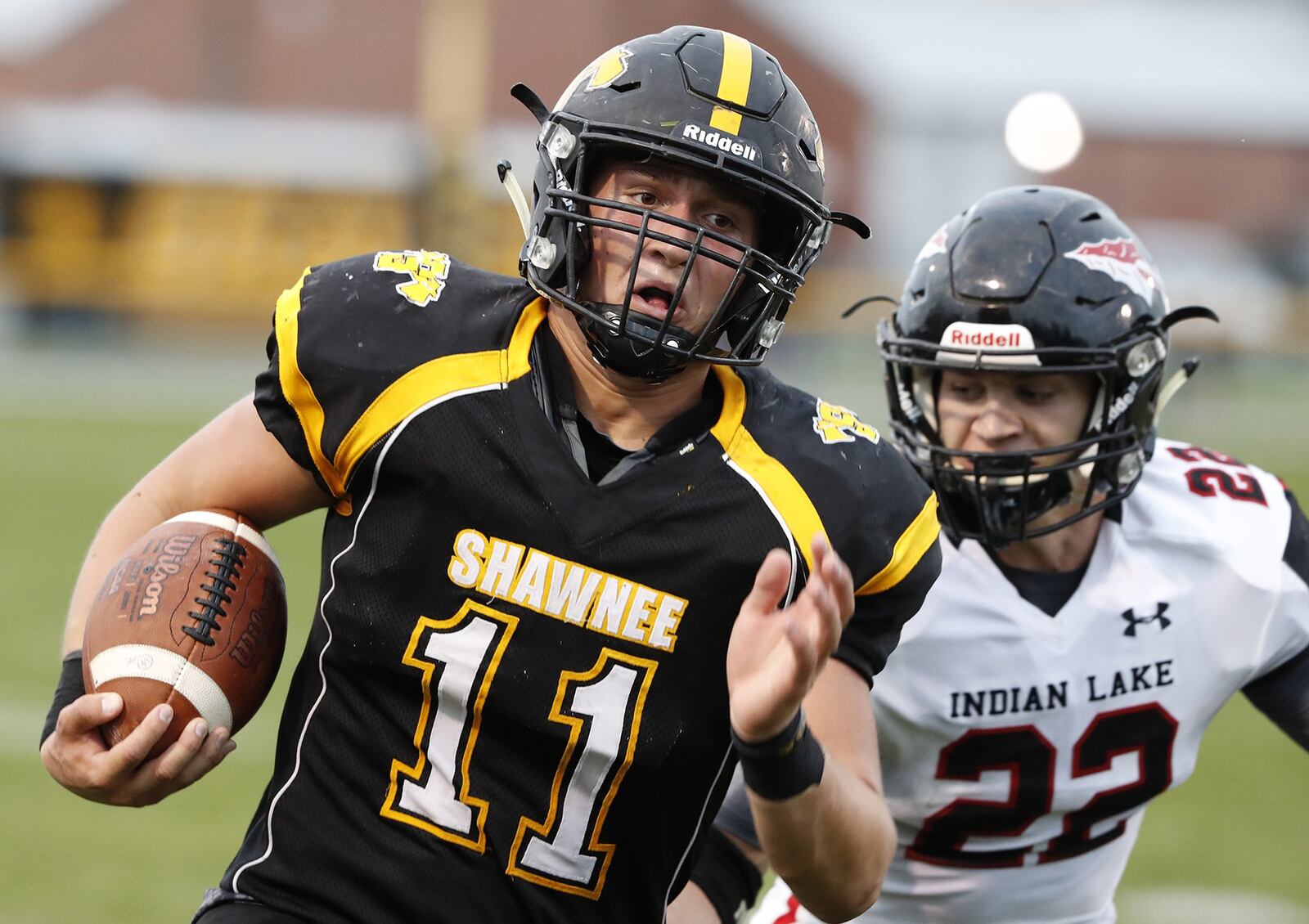 Shawnee’s Jack McCrory (with ball) was named Division IV first team All-Ohio. Bill Lackey/Staff