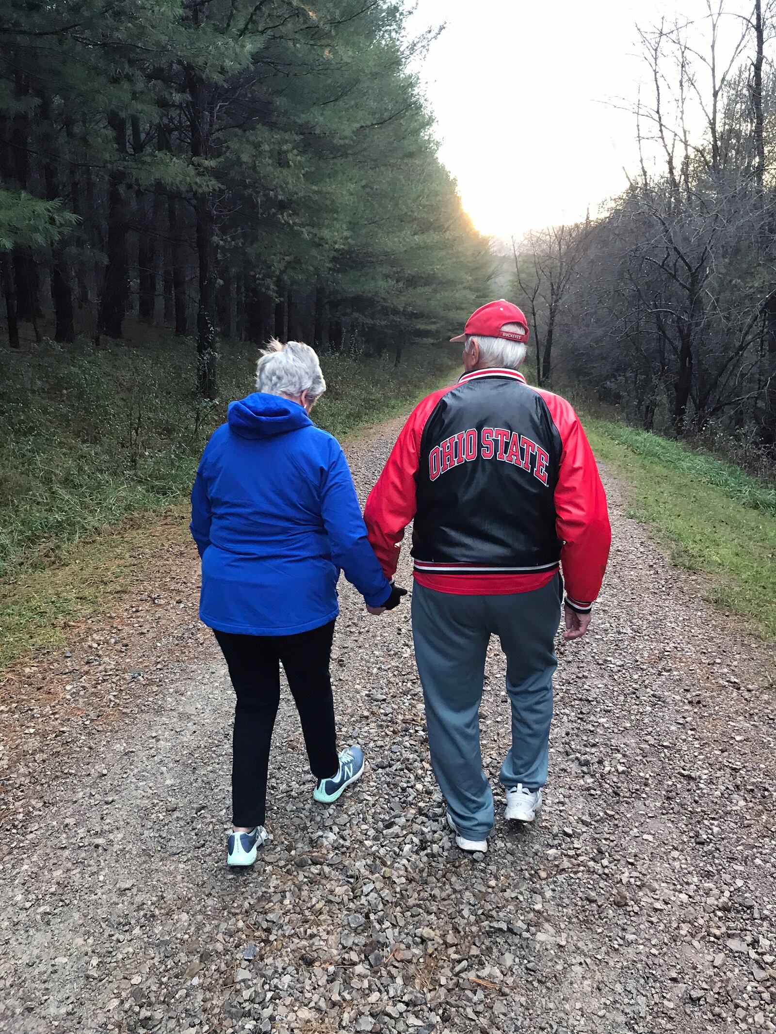 Shirley and Gene Hausfeld walk together as often as possible. They are celebrating 65 years of married this week.