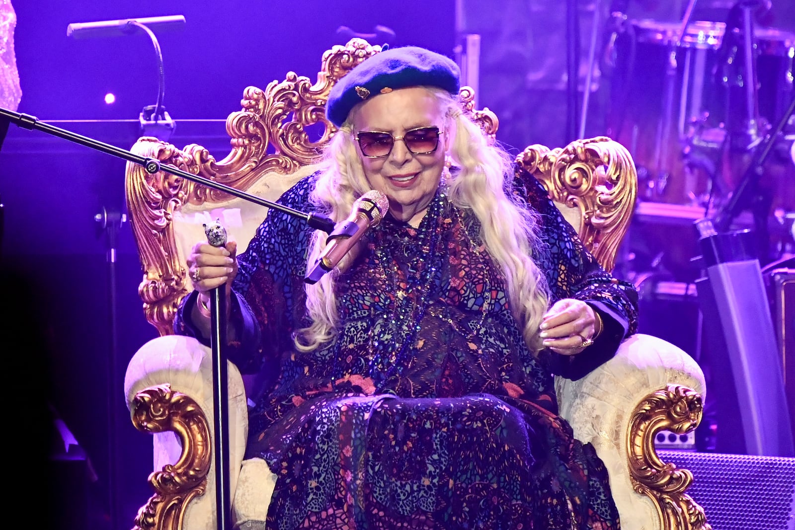 Joni Mitchell performs during the Pre-Grammy Gala on Saturday, Feb. 1, 2025, at the Beverly Hilton Hotel in Beverly Hills, Calif. (Photo by Richard Shotwell/Invision/AP)