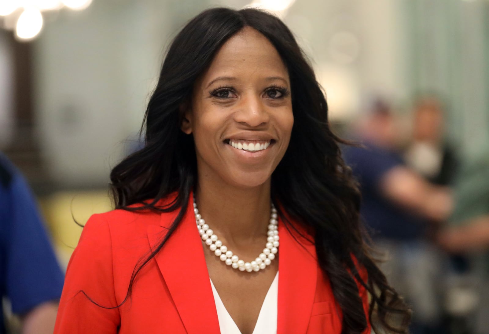 FILE - Republican U.S. Rep. Mia Love greets supporters during an election night party, in Lehi, Utah, Nov. 6, 2018. (AP Photo/Rick Bowmer, File)