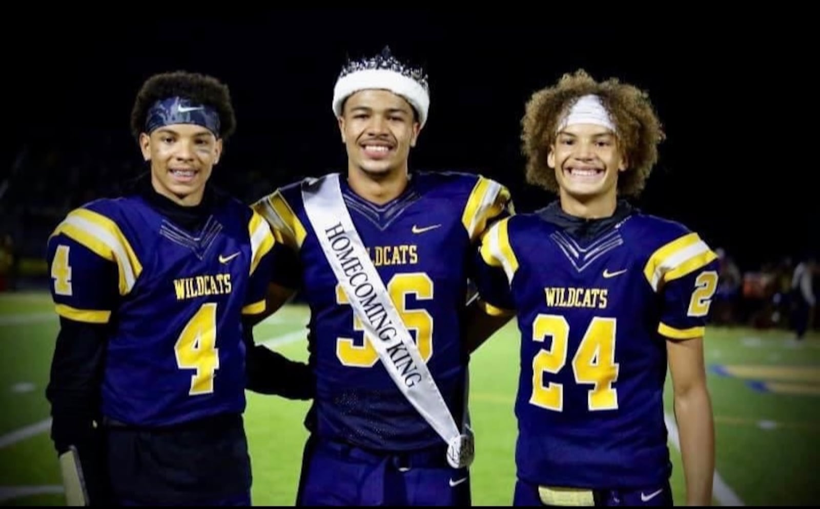 (From left) Daylen Bradley, Delian Bradley and Duncan Bradley pose for a photo after Delian was crowned Homecoming King earlier this season. CONTRIBUTED PHOTO