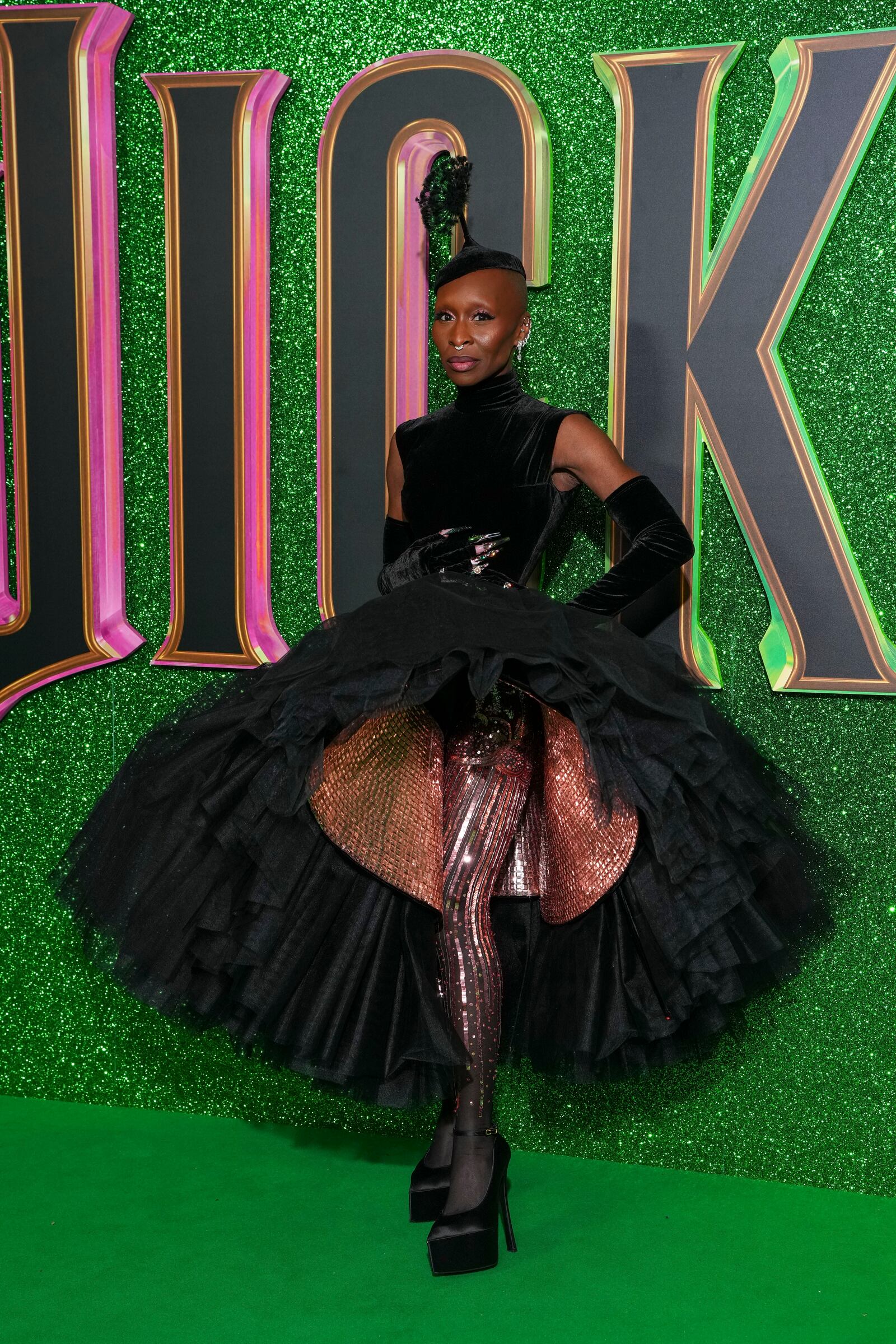 Cynthia Erivo poses for photographers upon arrival at the premiere of the film 'Wicked' on Monday, Nov. 18, 2024, in London. (Photo by Scott A Garfitt/Invision/AP)