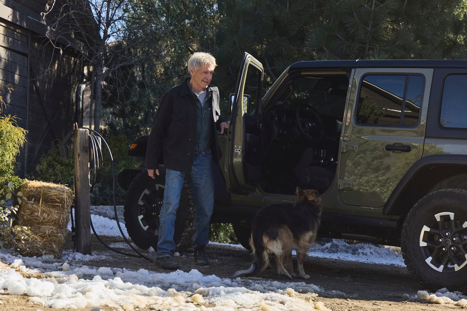 This photo provided by Jeep shows Harrison Ford in Jeep's 2025 Super Bowl NFL football spot. (Atiba Jefferson/Jeep via AP)