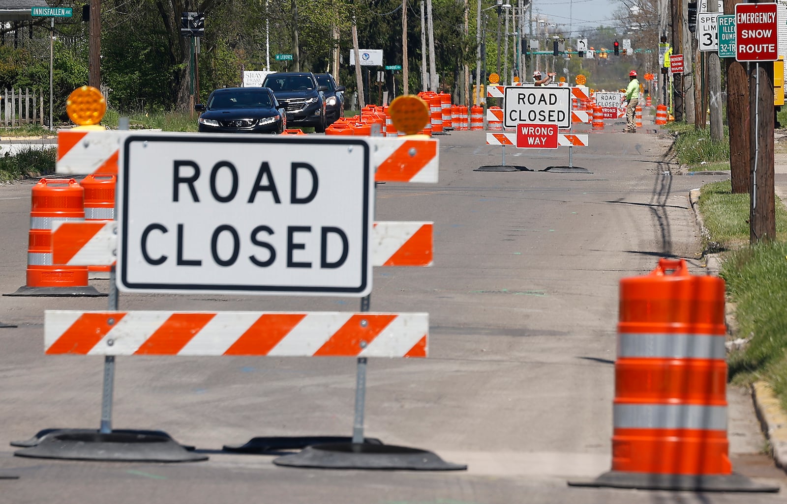 The Northbound lane of South Yellow Springs Street is closed Monday, April 22, 2024 for 210 days for phase 2 of the $3.8 million reconstruction project. The street is closed from West Southern Avenue to Pleasant Street. A section of the street from Main Street to Pleasant Street was reconstructed in phase 1 last year. BILL LACKEY/STAFF