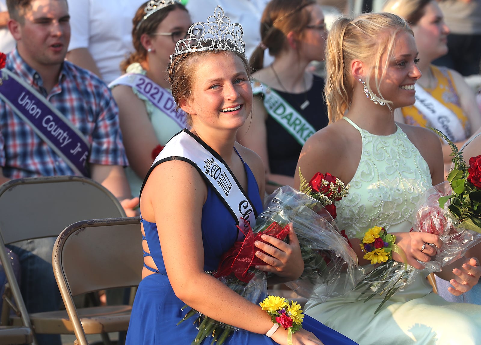 Lauran Bailey smiles after being crowned the 2021 Champaign County Fair Queen Sunday. BILL LACKEY/STAFF