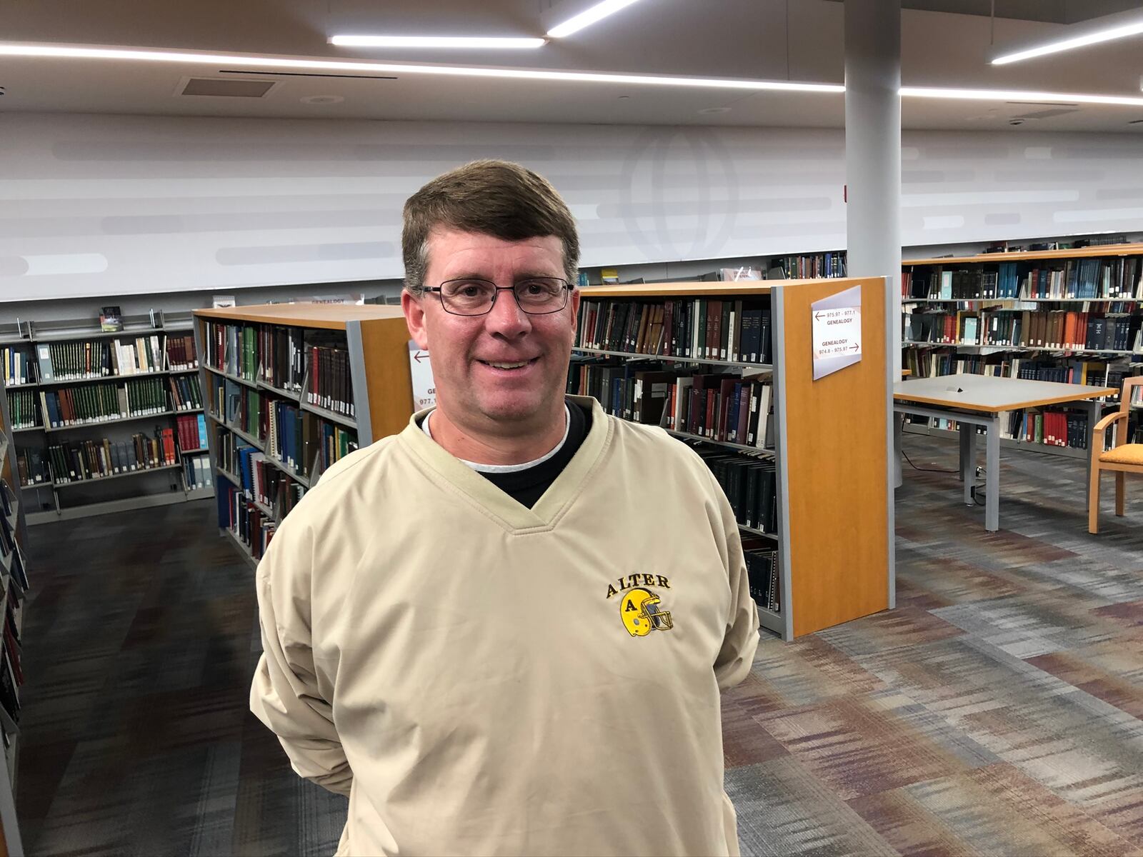 Dayton area resident shared stories of survival as part of the Dayton Strong Storytelling Sessions recorded at the Dayton Metro Library.  Thomas Alig is pictured.  Alig's son, nieces an a nephew were in the Oregon District the night of the mass shooting that claimed nine lives.