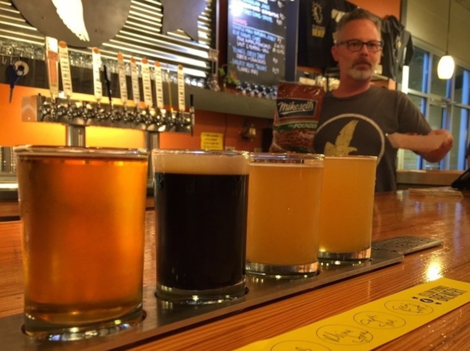 A sampler board at Yellow Springs Brewery in Yellow Springs. FILE/CONTRIBUTED