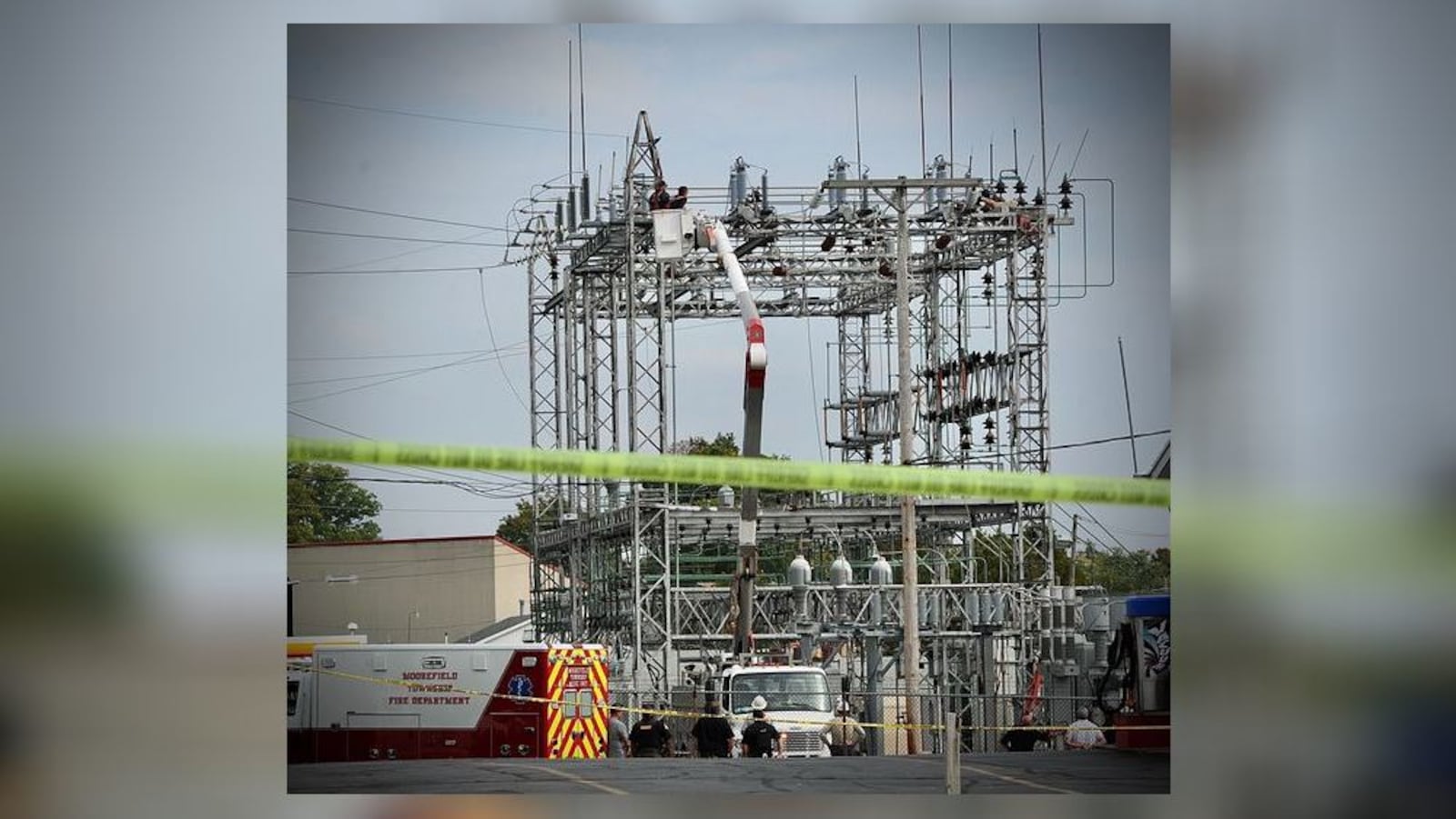 A man climbed up an Ohio Edison substation in Northridge in Clark County today, and electricity was out for more than 2,400 customers in the area, including nearby schools. MARSHALL GORBY/STAFF