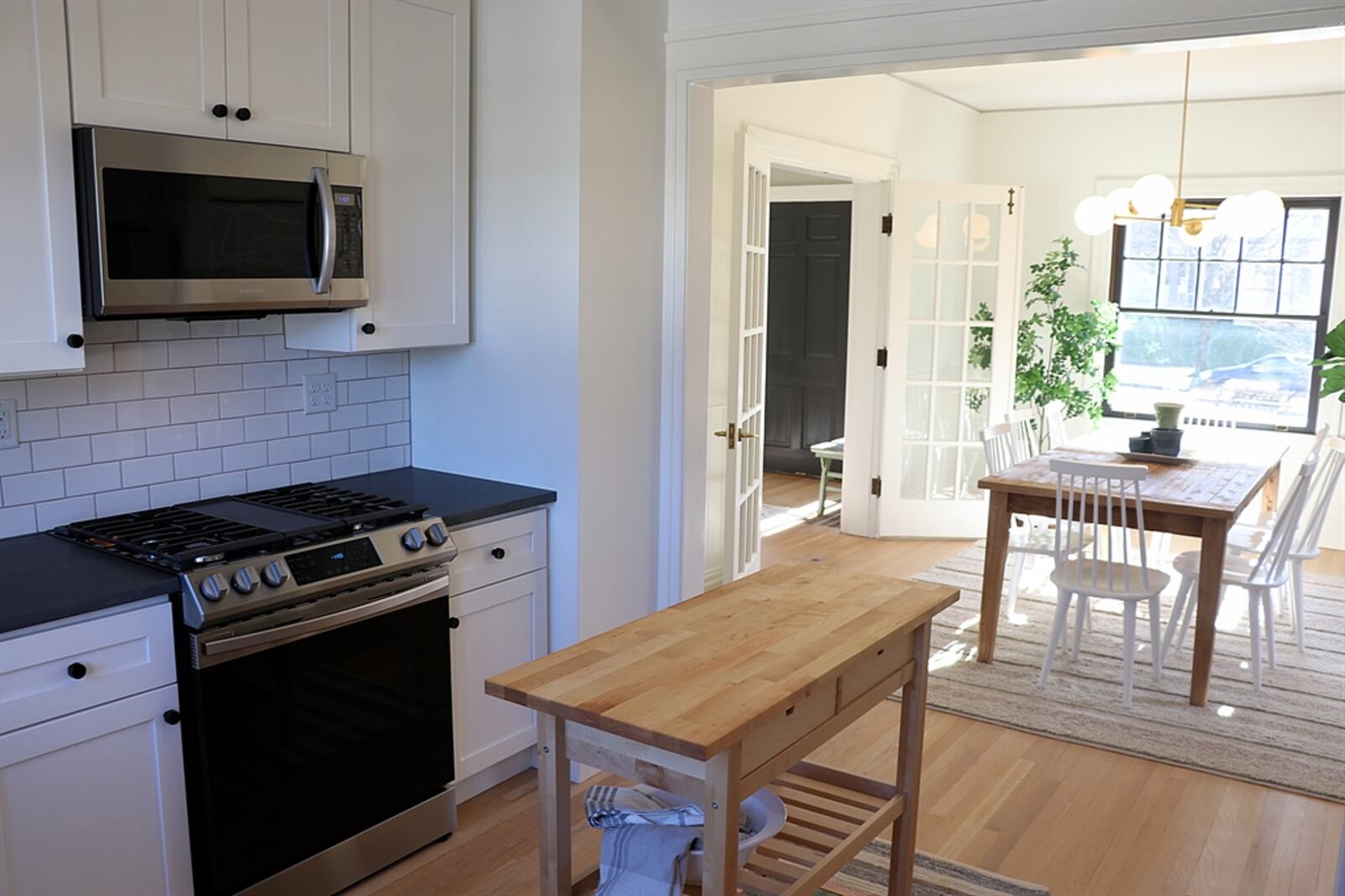 The kitchen has room for an additional moveable counter or breakfast space.