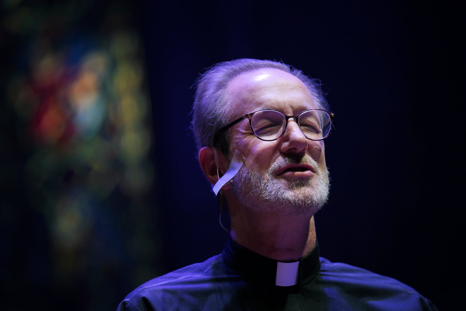 The Rev. David Peck, rector of St. James Episcopal Church, leads a "Contemplative Citizenship" service in Lancaster, Pa., on Tuesday, Oct. 15, 2024. (AP Photo/Jessie Wardarski)