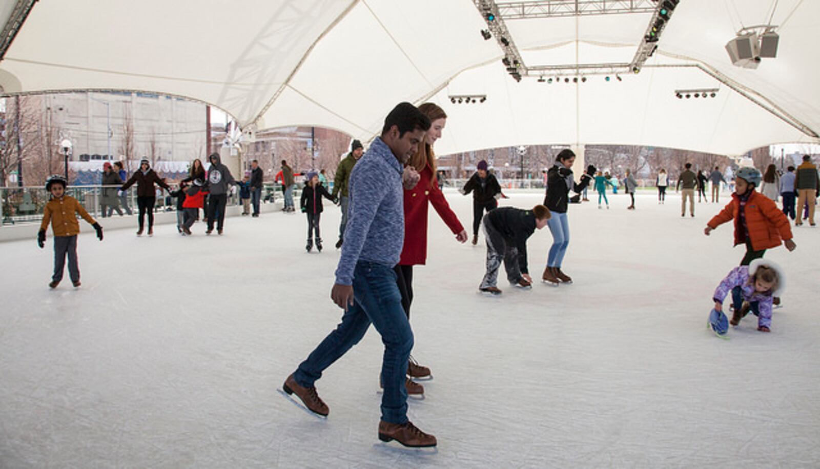 Ice skating at RiverScape MetroPark is a great, low-budget way to celebrate Valentine's Day. PHOTO / Jan Underwood for Five Rivers Metroparks