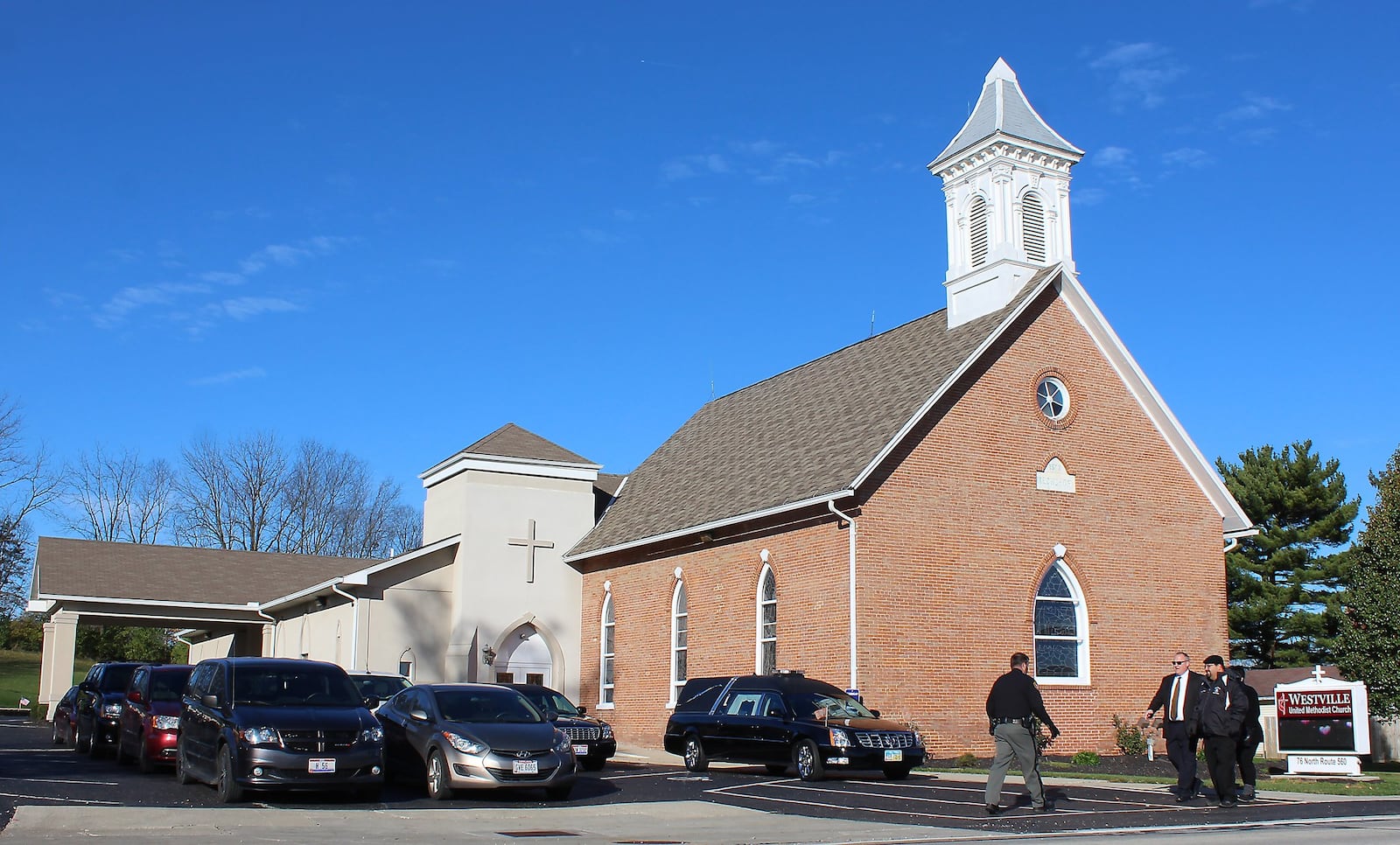 Graham Local Schools Superintendent Kirk Koennecke arrives at Westville United Methodist Church for the funeral of student Sara hess. JEFF GUERINI/STAFF