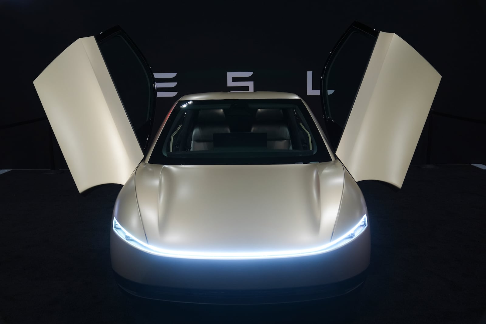 FILE - The Tesla Cybercab is shown at the AutoMobility LA Auto Show, on Nov. 21, 2024, in Los Angeles. (AP Photo/Jae C. Hong, File)