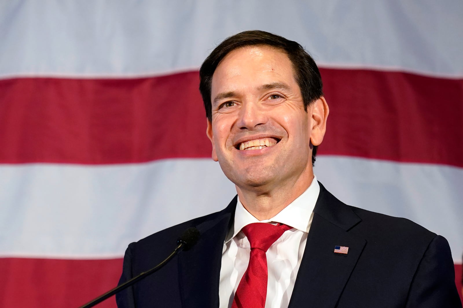 FILE - Sen. Marco Rubio, R-Fla., smiles as he addresses supporters Nov. 8, 2012, in Miami. (AP Photo/Wilfredo Lee, File)