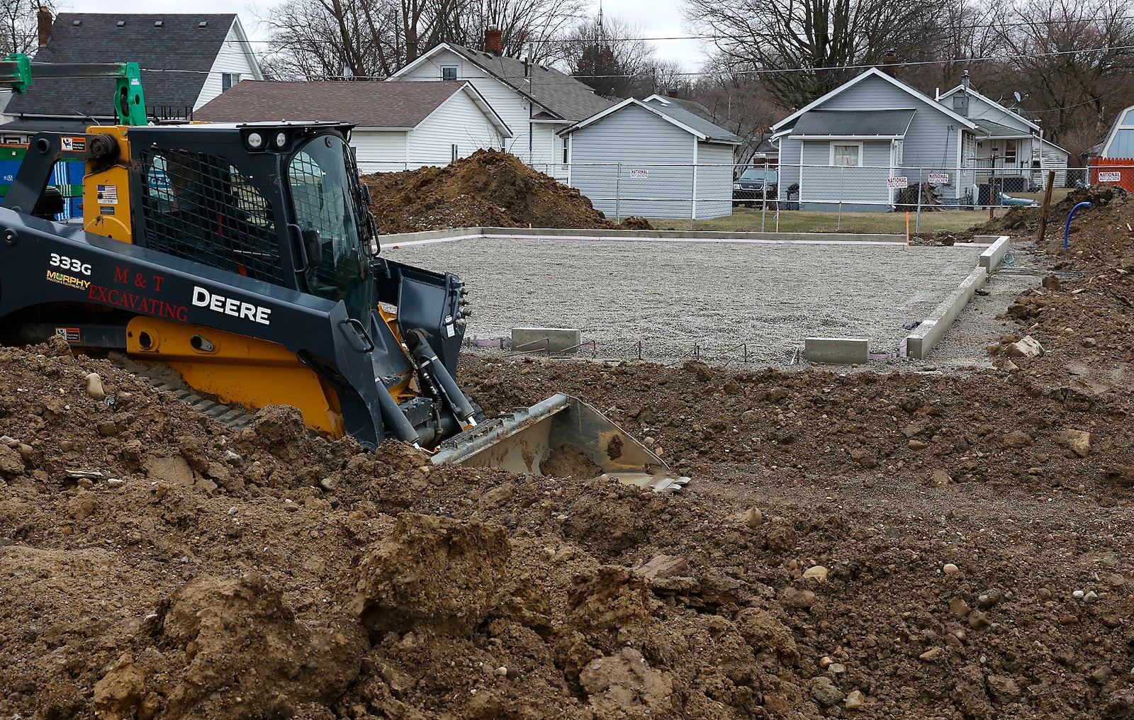 The footprint of the new Chipolte restaurant is now visible Thursday, Feb. 16, 2023 at the intersection of South Limestone Street and Leffel Lane in Springfield. BILL LACKEY/STAFF