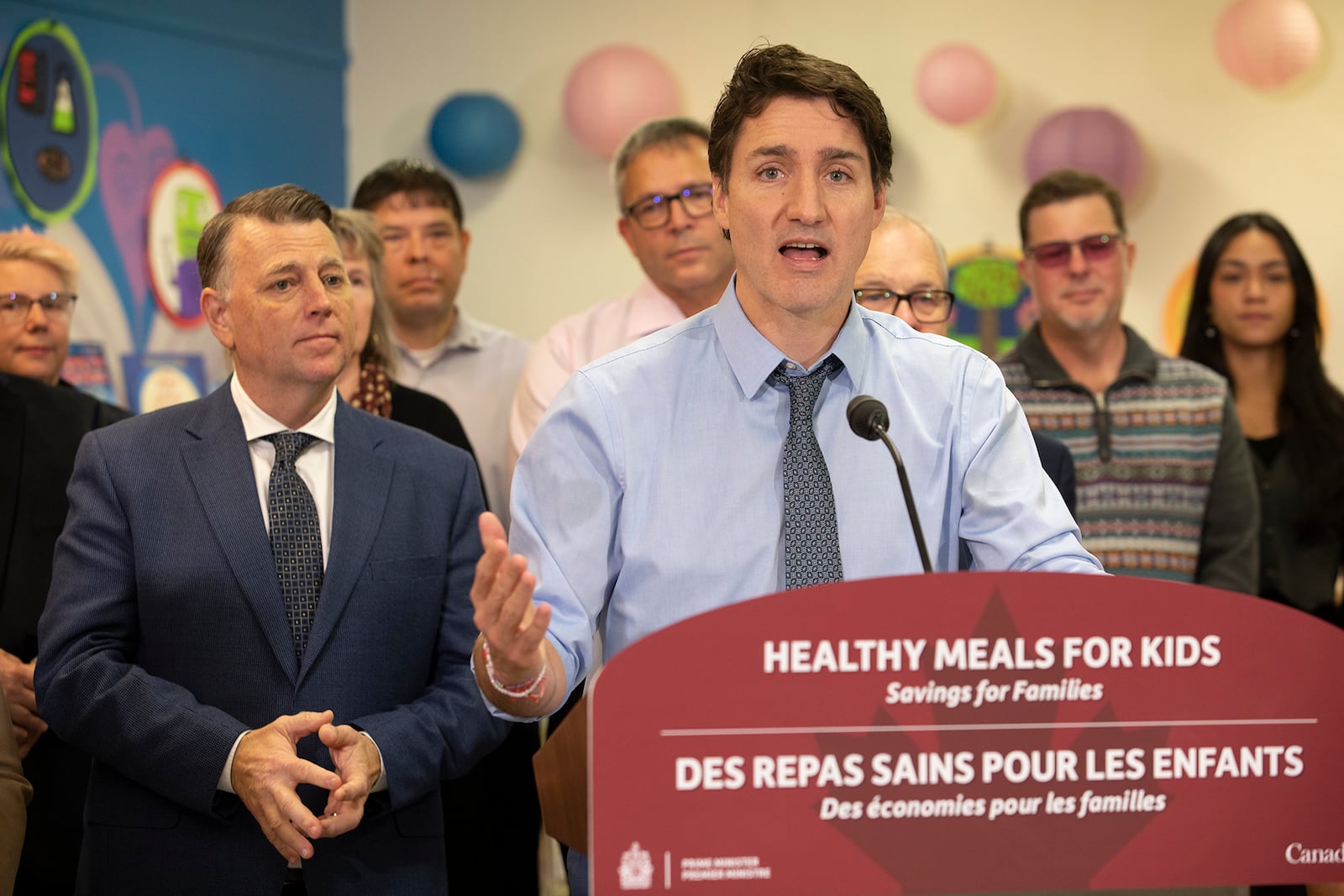 Prime Minister Justin Trudeau speaks at an event in Mount Stewart, P.E.I., Friday, Nov. 29, 2024. (Ron Ward /The Canadian Press via AP)