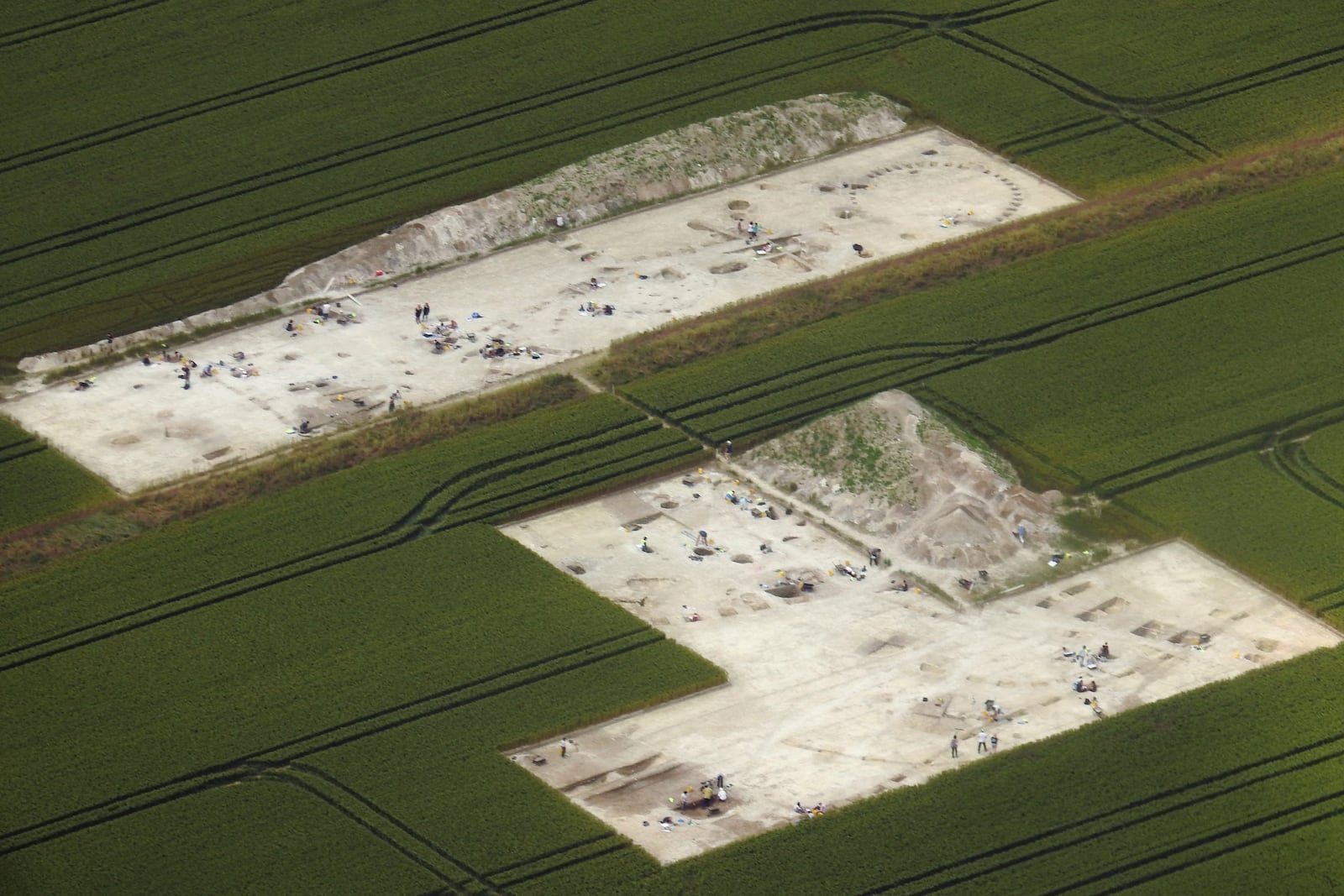 This photo provided by Bournemouth University in January 2025 shows the Durotriges tribe project dig in Dorset, southwest England. (Bournemouth University via AP)