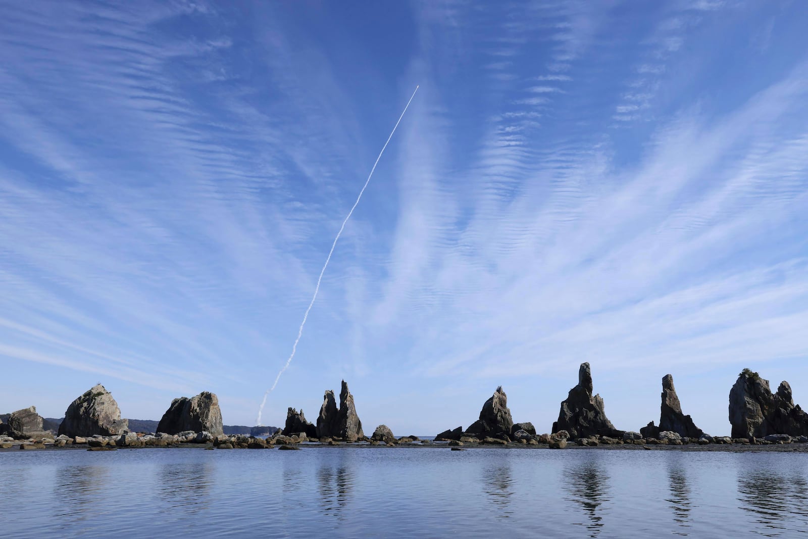 Space One's Kairos No. 2 rocket, carrying satellites, is launched from Space Port Kii in Kushimoto town, western Japan Wednesday, Dec. 18, 2024. (Kyodo News via AP)