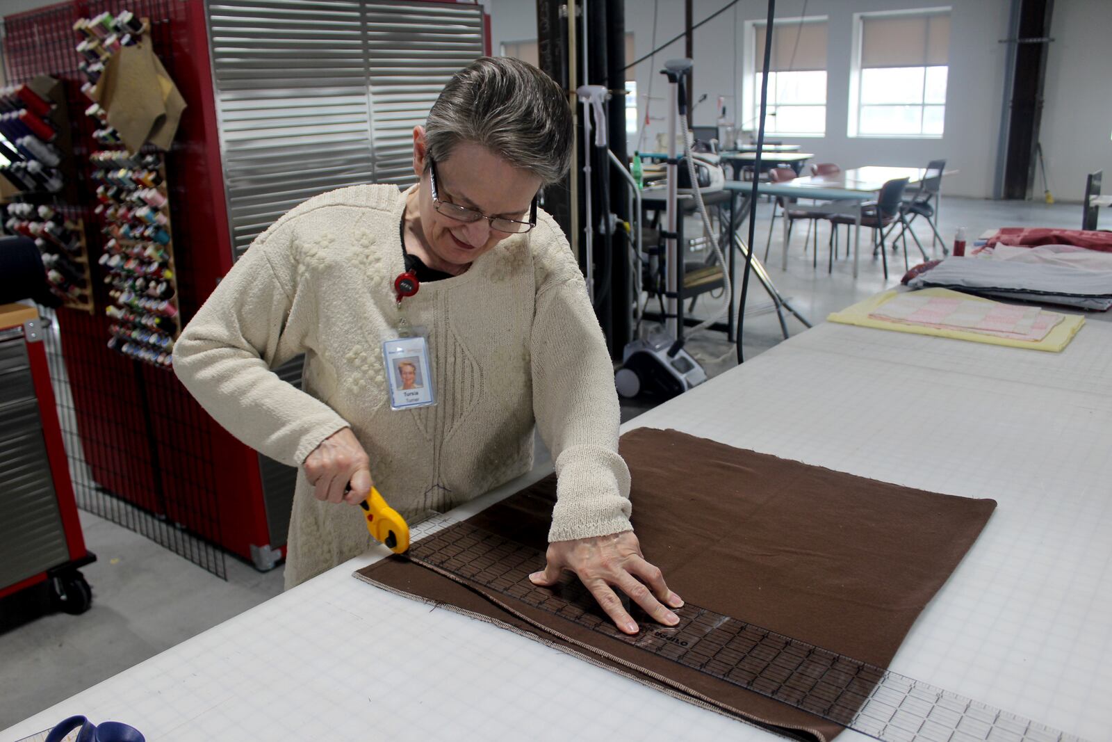 Since Friday, March  20,  Dayton Sewing Collaborative volunteers  in homes around  the community have made hundreds of  reusable face mask for local organization who need them as worries mount of the  coronavirus. Volunteer Tursia Turner is pictured.