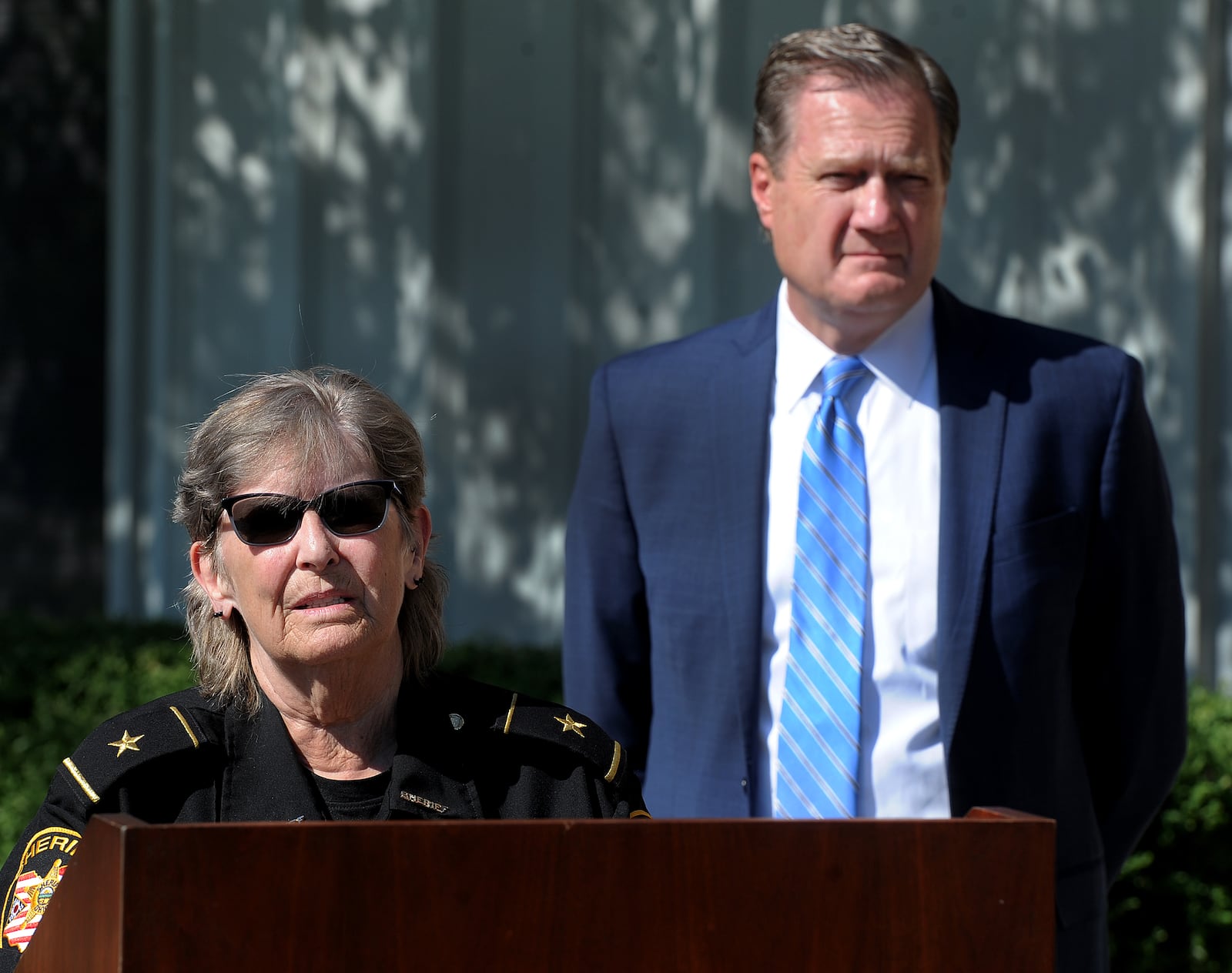 U.S. Rep. Mike Turner, R-Dayton, and other representatives in Congress reintroduced the Due Process Continuity of Care Act in May. The bill would amend a portion of the Medicaid Inmate Exclusion Policy, which denies Medicaid coverage to eligible individuals being detained pretrial. Turner, along with Montgomery County Sheriff Rob Streck and Clark County Sheriff Deb Burchett, discussed the legislation at a press conference on Tuesday morning May 30, 2023, at the Montgomery County Sheriff’s Office road patrol division on Infirmary Road in Dayton. MARSHALL GORBY\STAFF