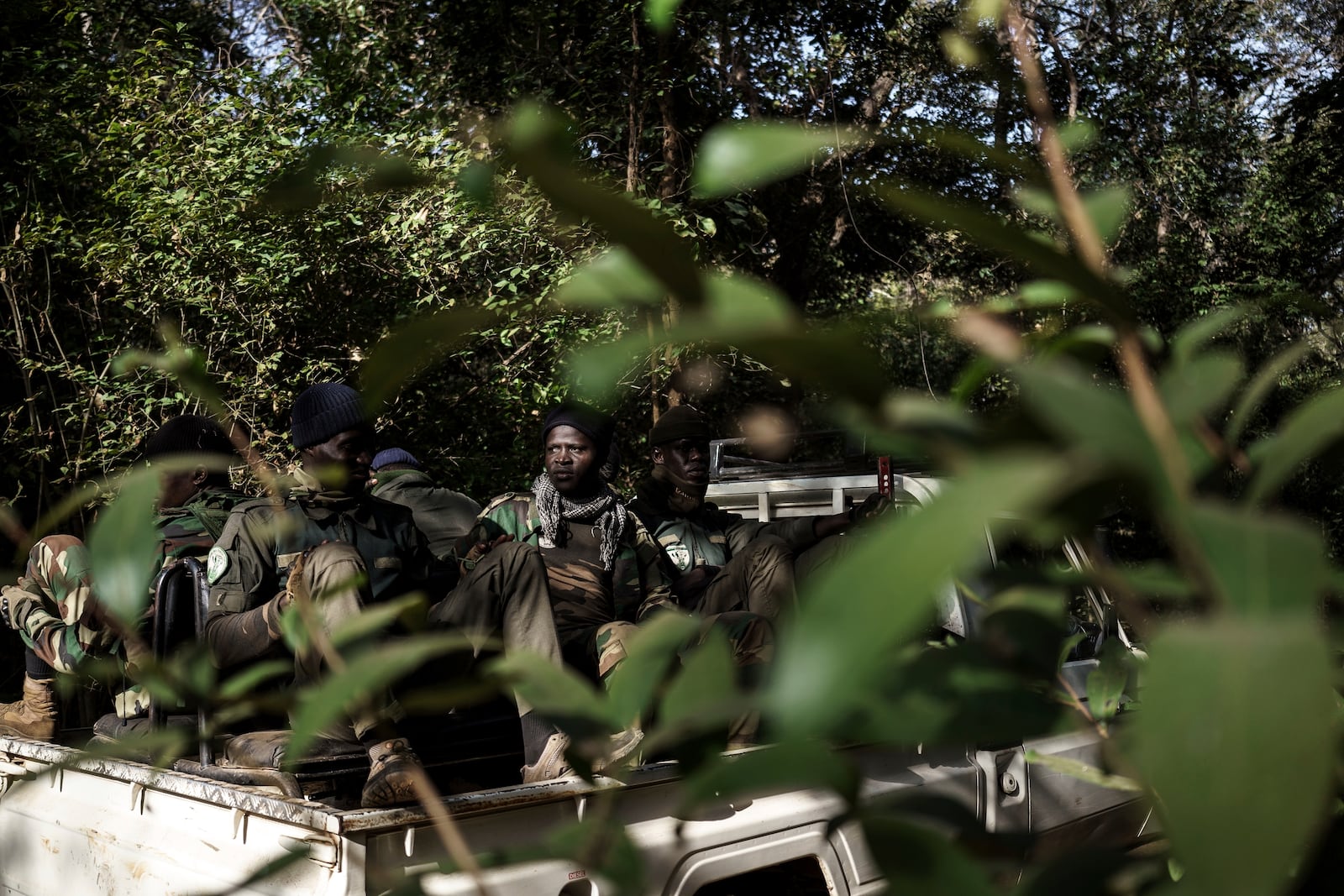 Members of the Lion Intervention Brigade conduct a patrol at Niokolo Koba National Park, Senegal on Tuesday, Jan. 14, 2025. (AP Photo/Annika Hammerschlag)