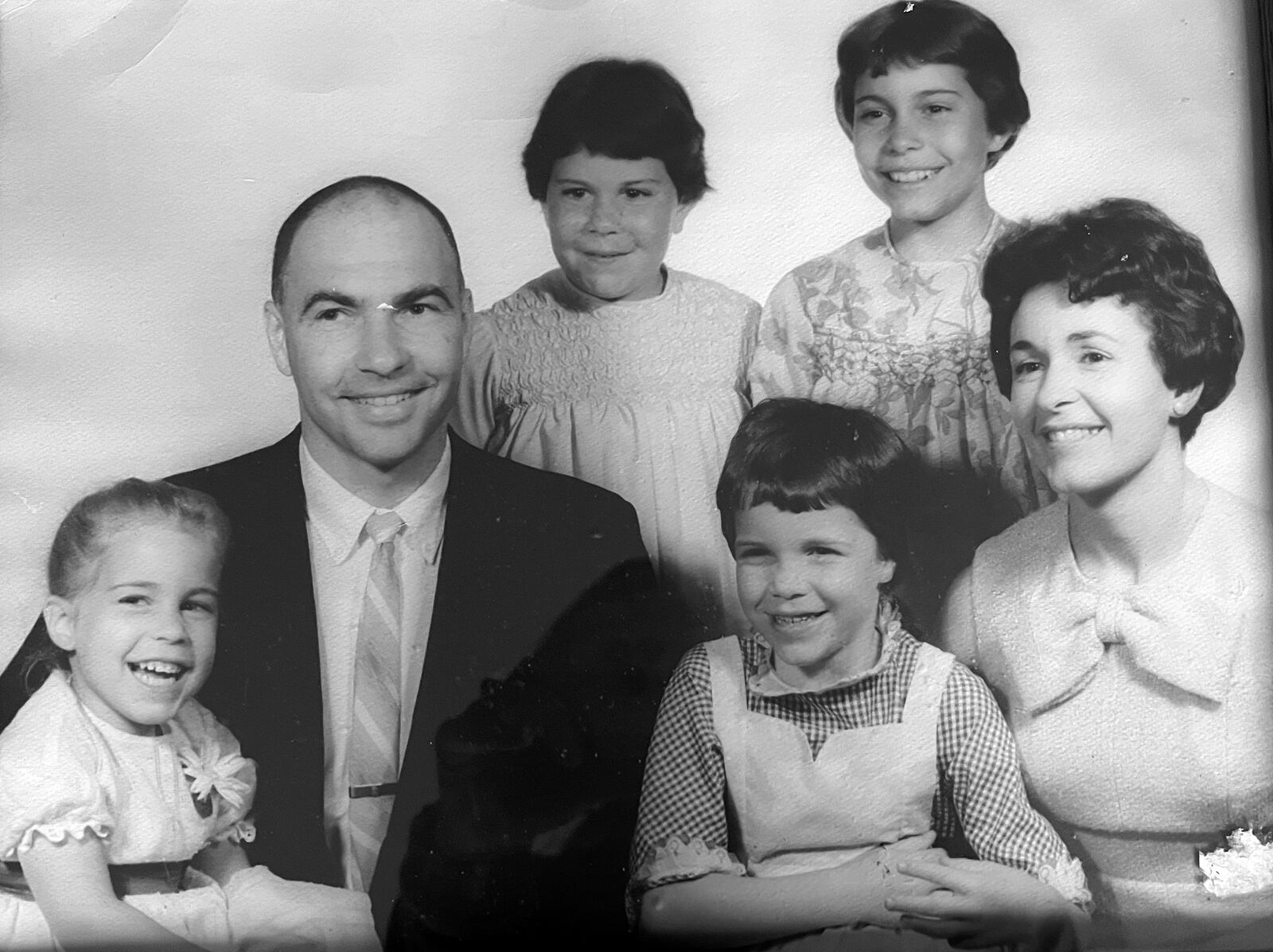 The Brubaker family in 1967. Front row L-R Jenny Brubaker Wohleb, Dick Brubaker, Jill Brubaker, Cynthia Brubaker. Rear L-R Anne Brubaker Varvel, Pat Brubaker Zimmerman.