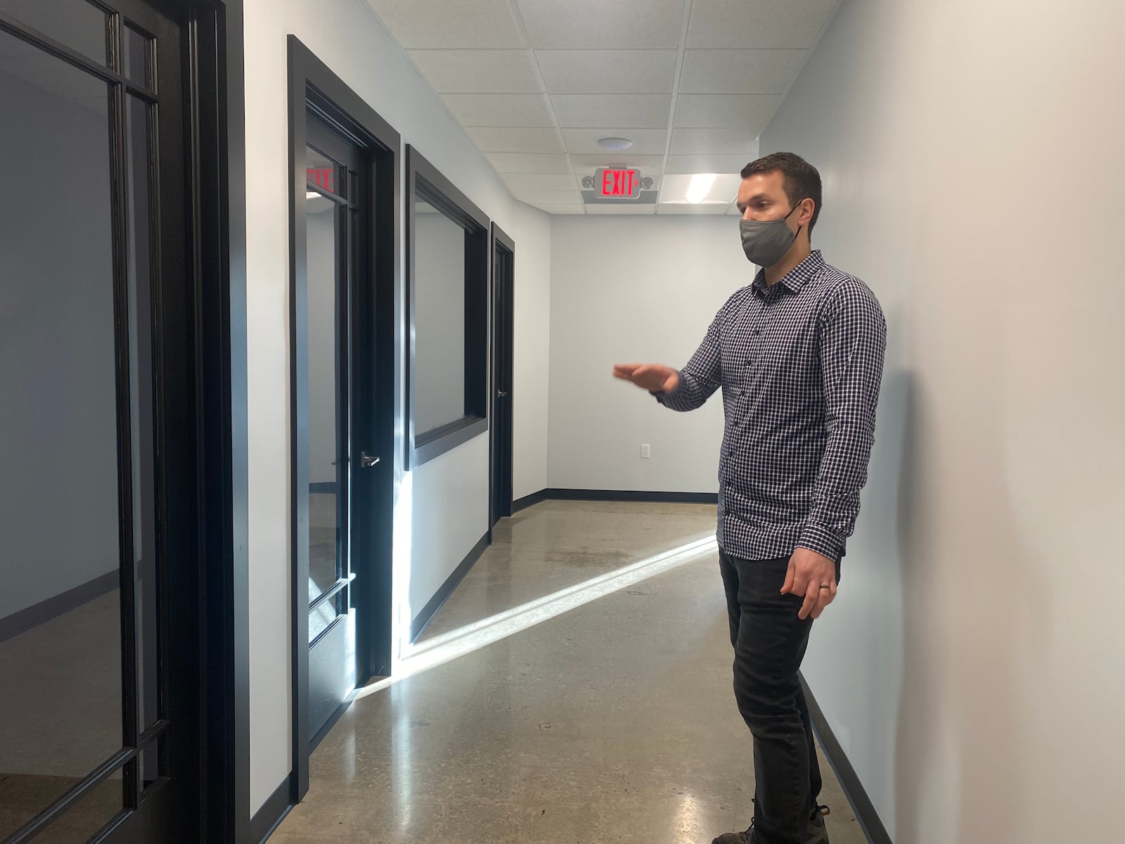 Mark Obstalecki shows the new co-working space, Coactive Yellow Springs, that he owns in Yellow Springs. EILEEN McCLORY STAFF